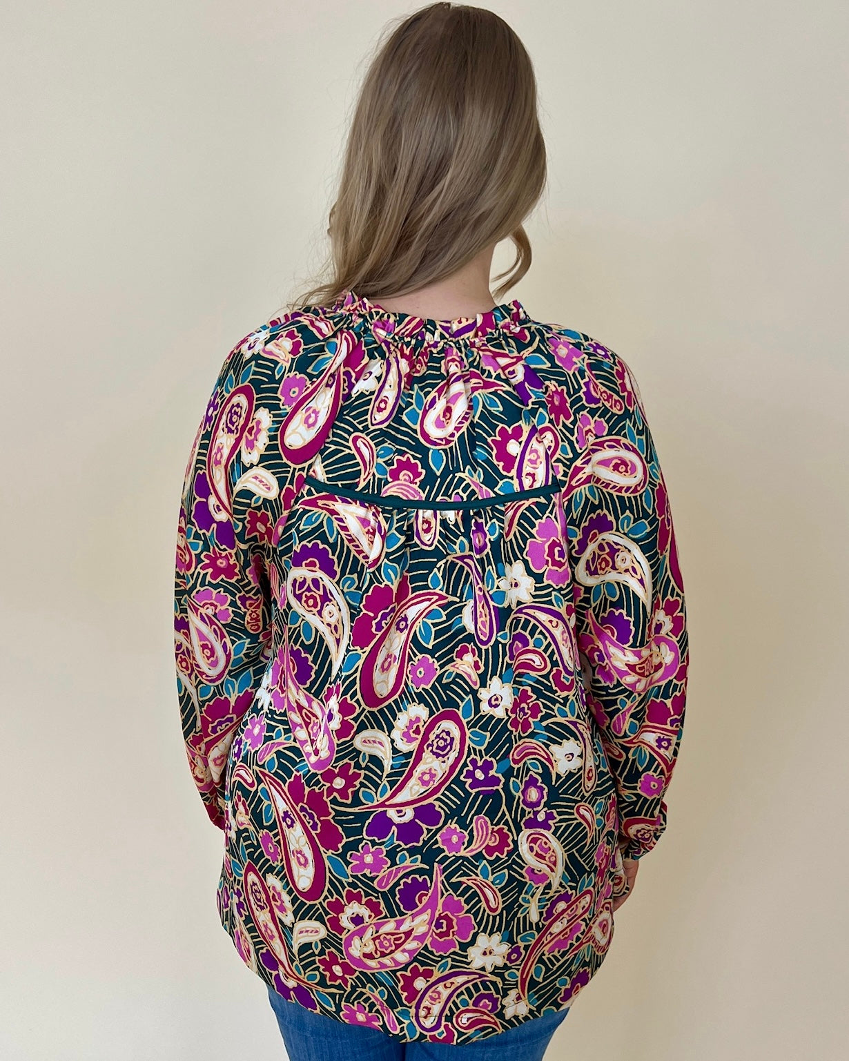 You First Teal Green Plus Paisley Top-Shop-Womens-Boutique-Clothing