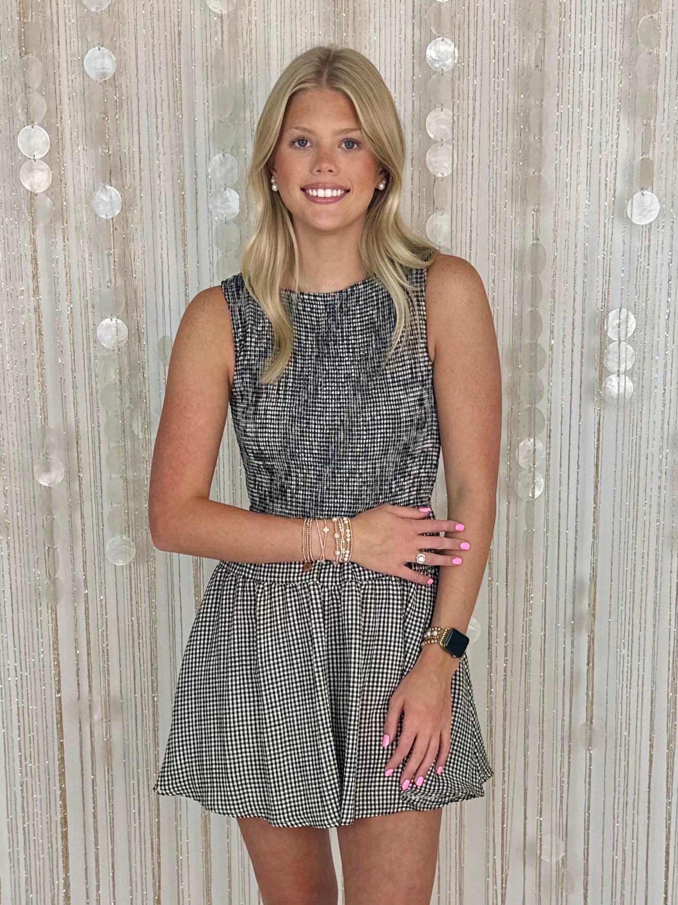 Want You Here Black Gingham Smocked Dress-Shop-Womens-Boutique-Clothing
