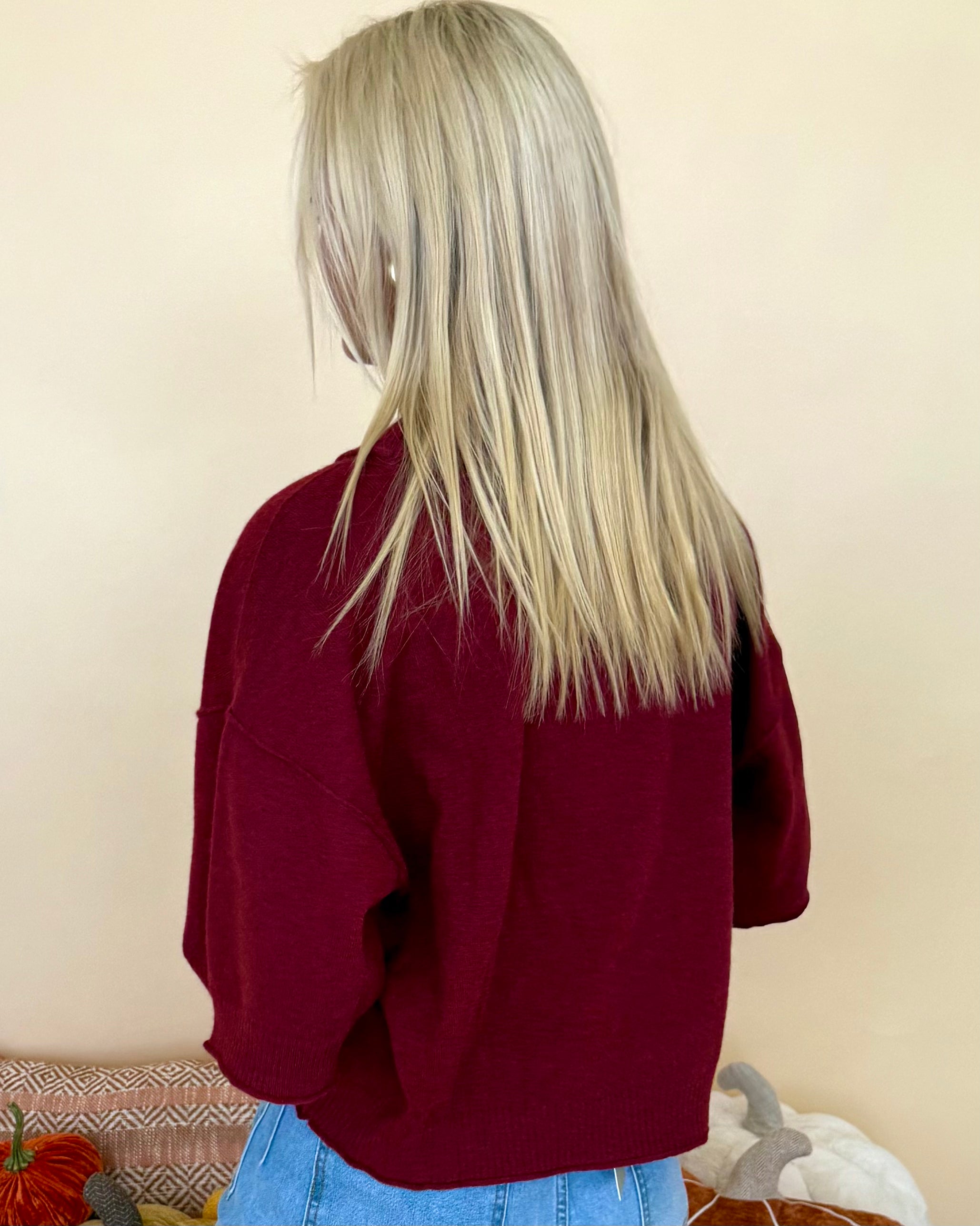All Settled Garnet 3/4 Sleeve Top-Shop-Womens-Boutique-Clothing