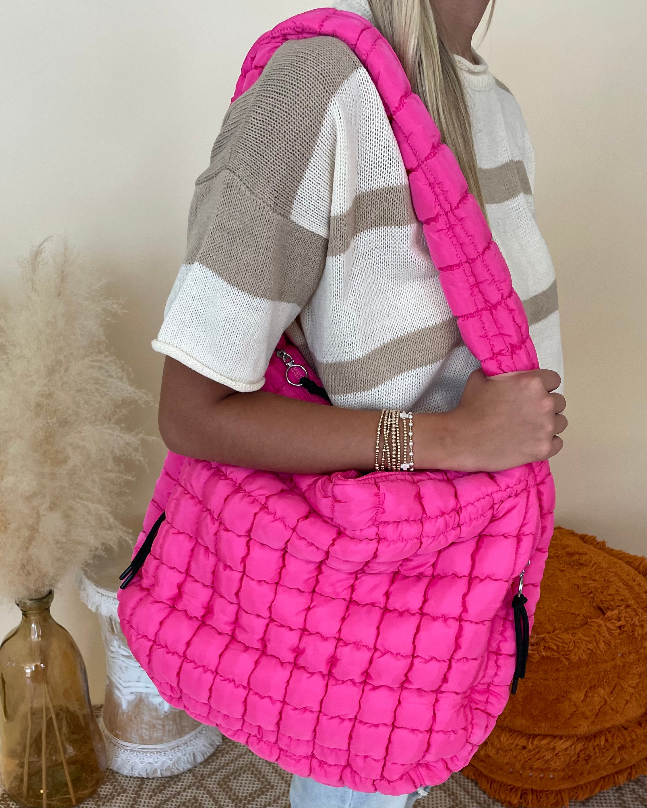 Fuchsia Quilted Crossbody Bag-Regular-Shop-Womens-Boutique-Clothing