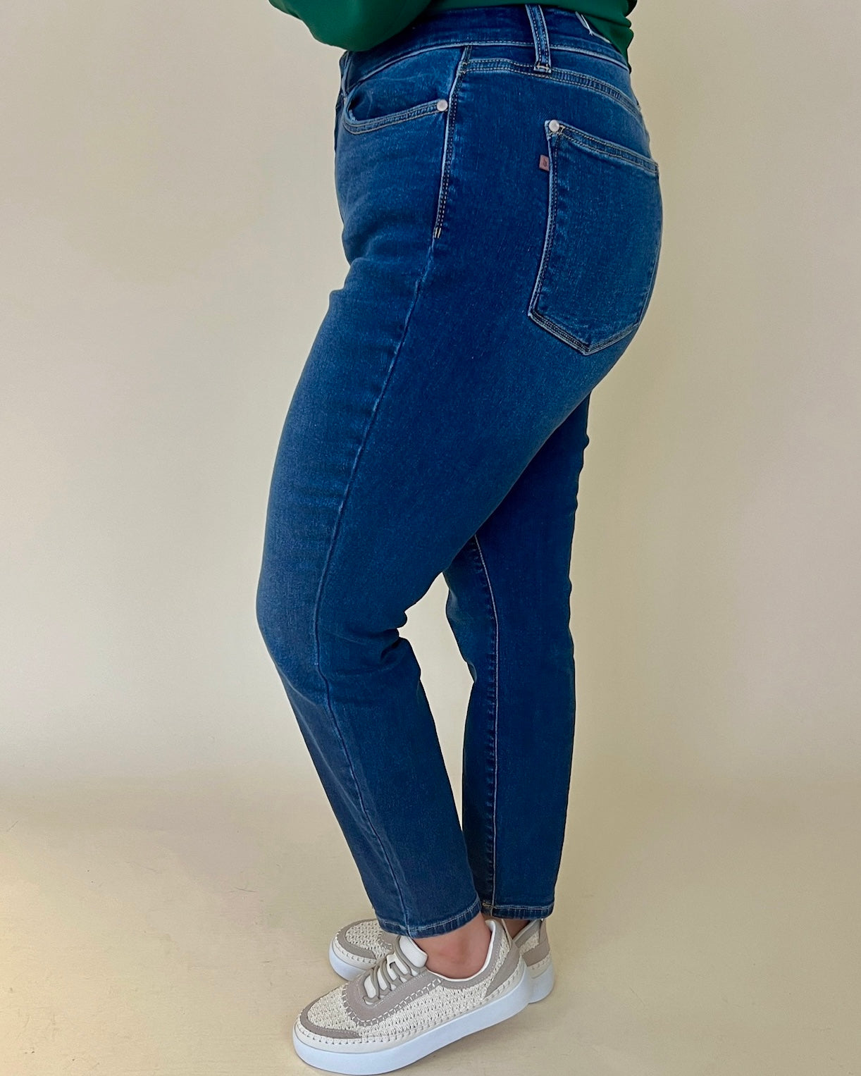 Walk It Dark Denim Plus High Waist Thermal Skinny Jeans-Shop-Womens-Boutique-Clothing