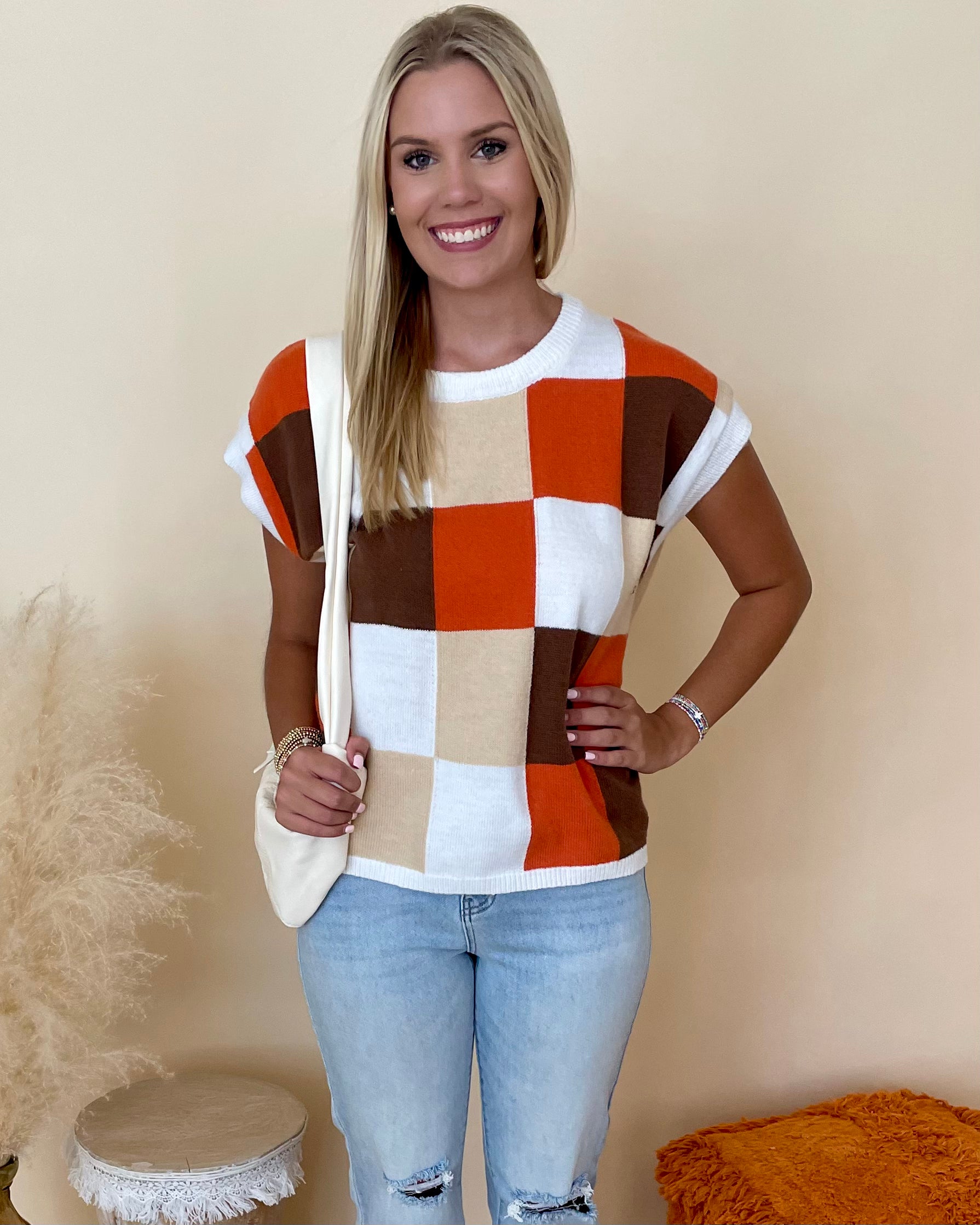 Always Right Rust/Mocha/Oatmeal Sweater Vest-Shop-Womens-Boutique-Clothing