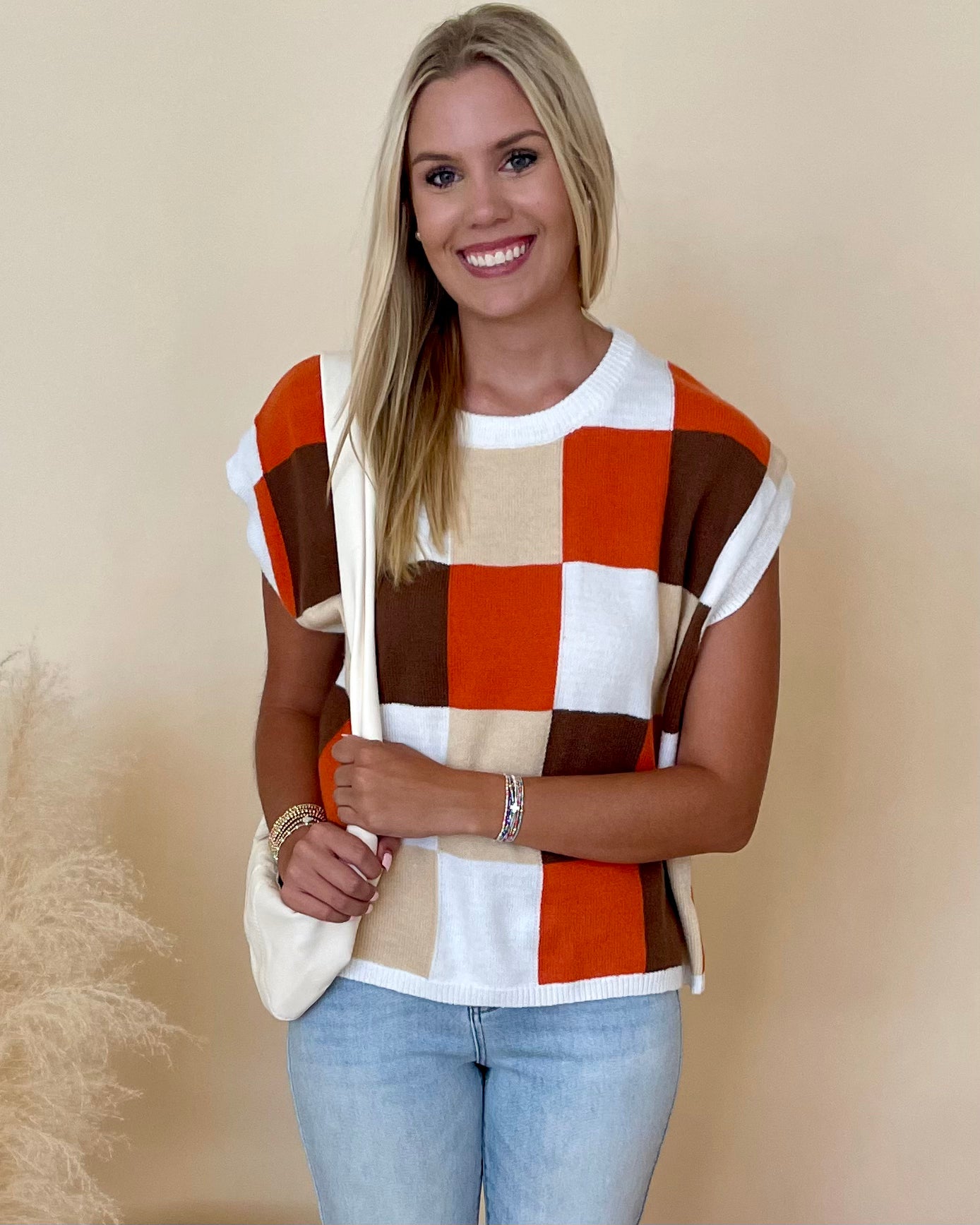 Always Right Rust/Mocha/Oatmeal Sweater Vest-Shop-Womens-Boutique-Clothing