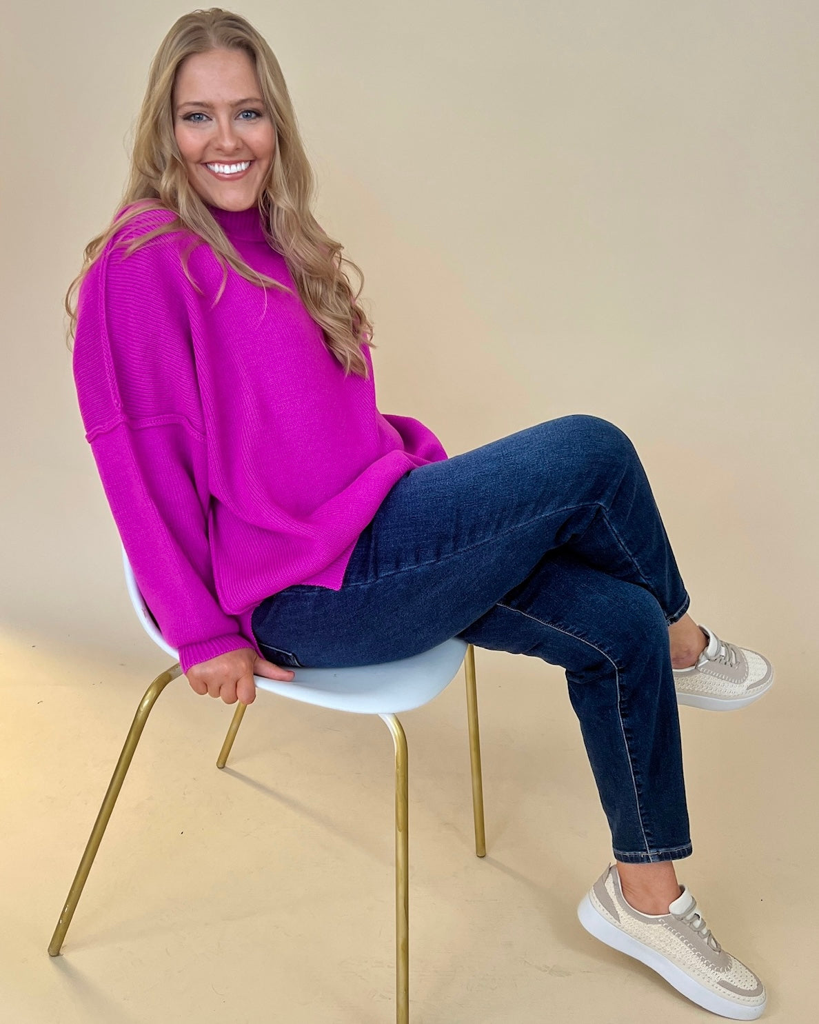 A Dream Magenta Pink Plus Ribbed Knit Sweater-Shop-Womens-Boutique-Clothing