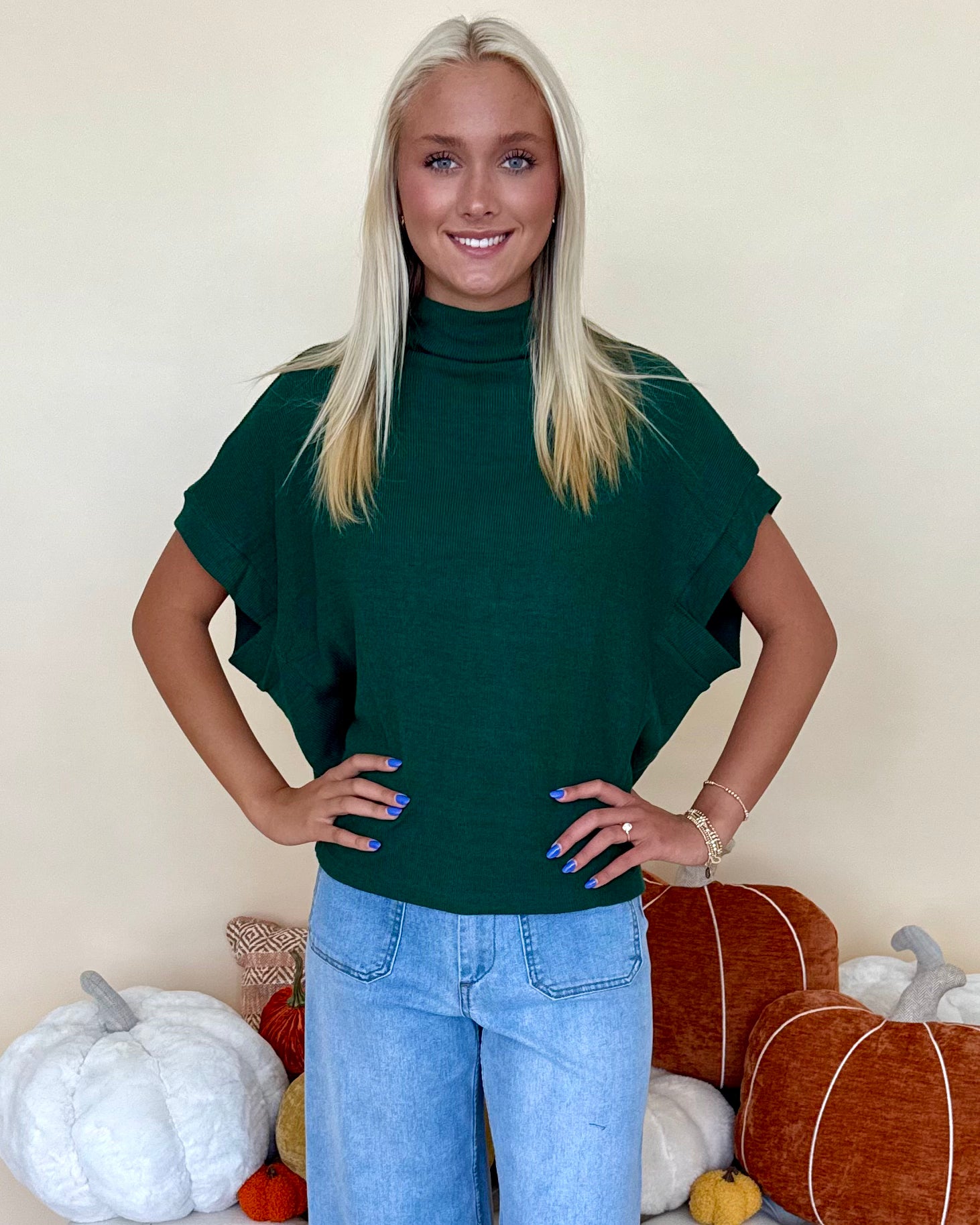 Mornings With You H Green Mock Neck Sweater-Shop-Womens-Boutique-Clothing