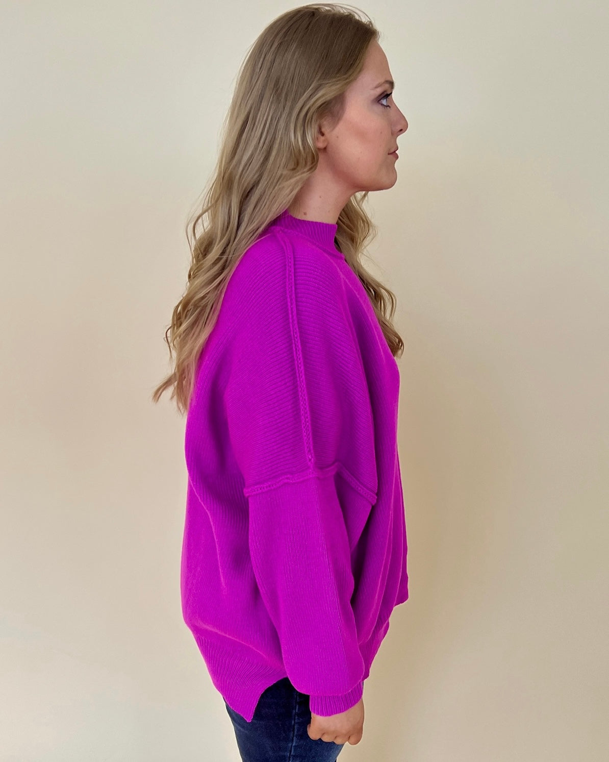 A Dream Magenta Pink Plus Ribbed Knit Sweater-Shop-Womens-Boutique-Clothing