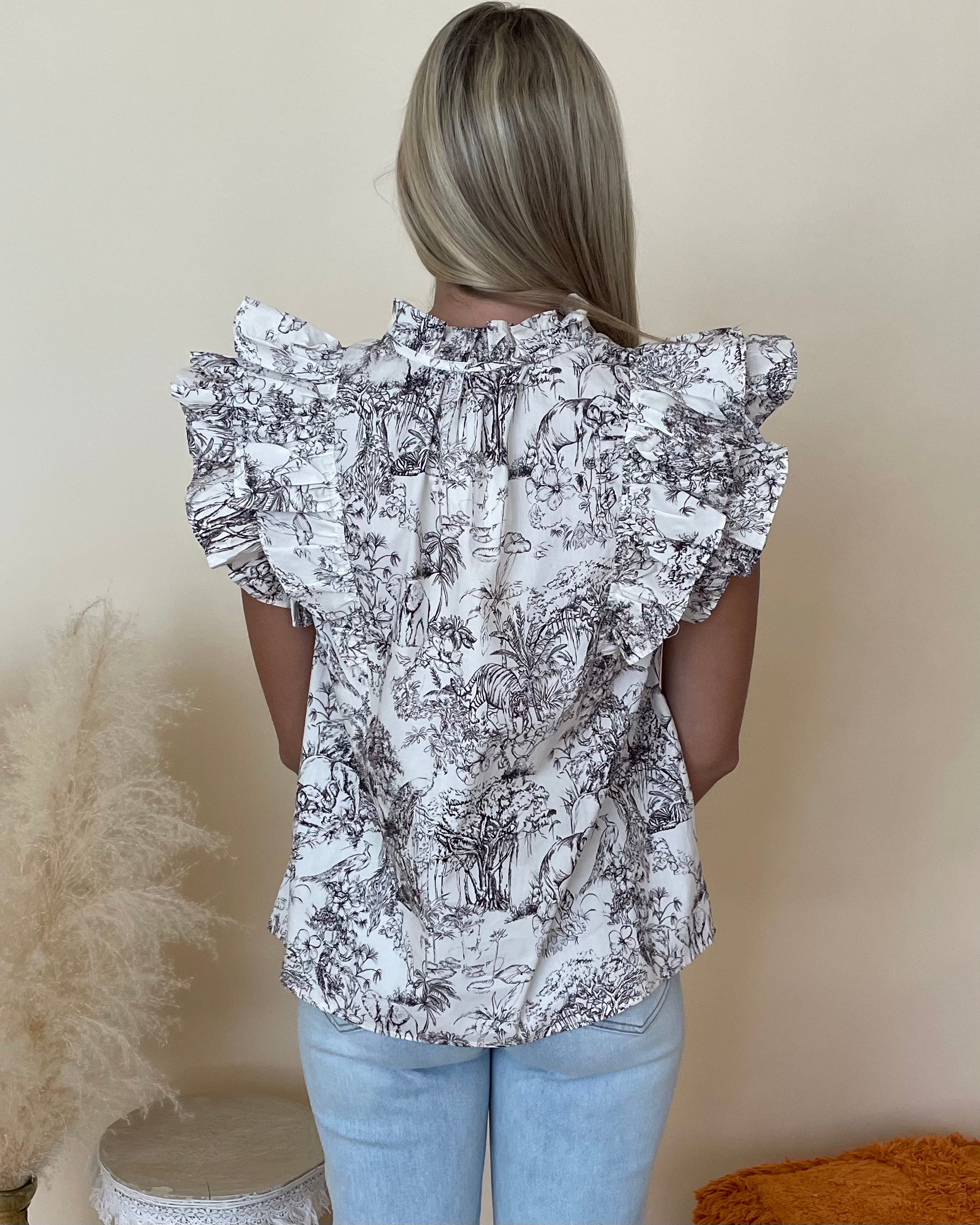 Never Bothered Mocha Toile Top-Shop-Womens-Boutique-Clothing