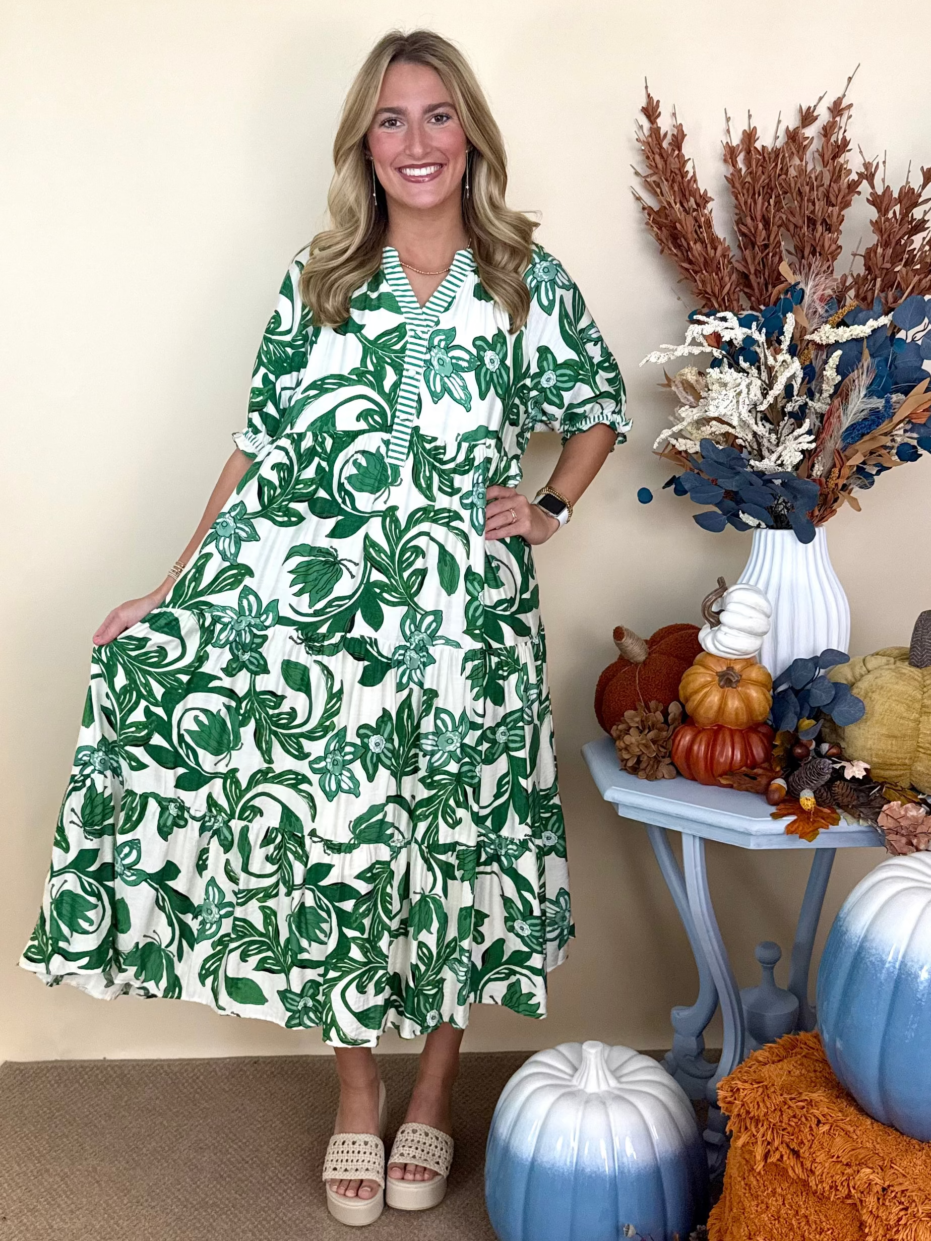 Go To Green Botanic Midi Dress-Shop-Womens-Boutique-Clothing