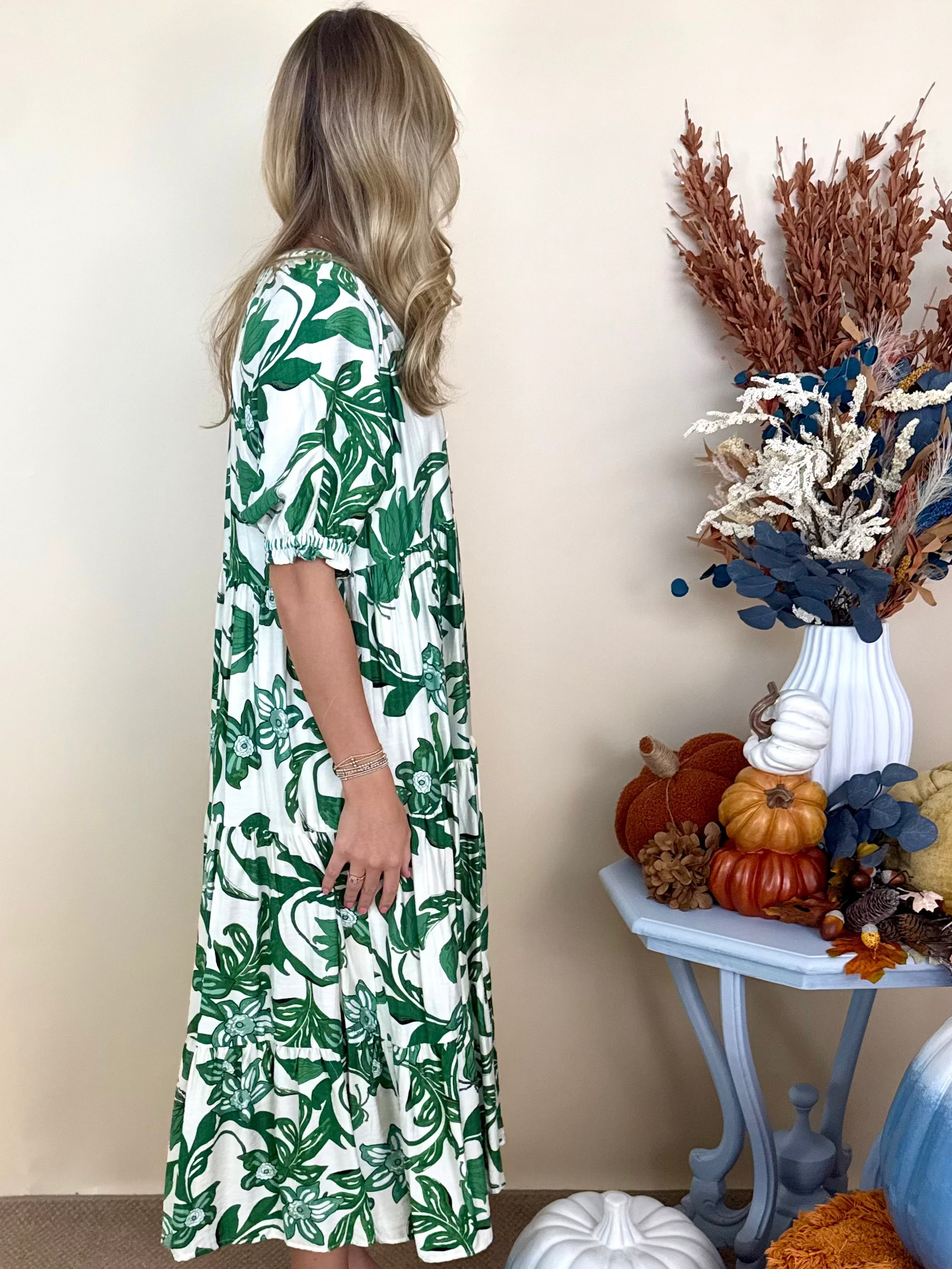 Go To Green Botanic Midi Dress-Shop-Womens-Boutique-Clothing