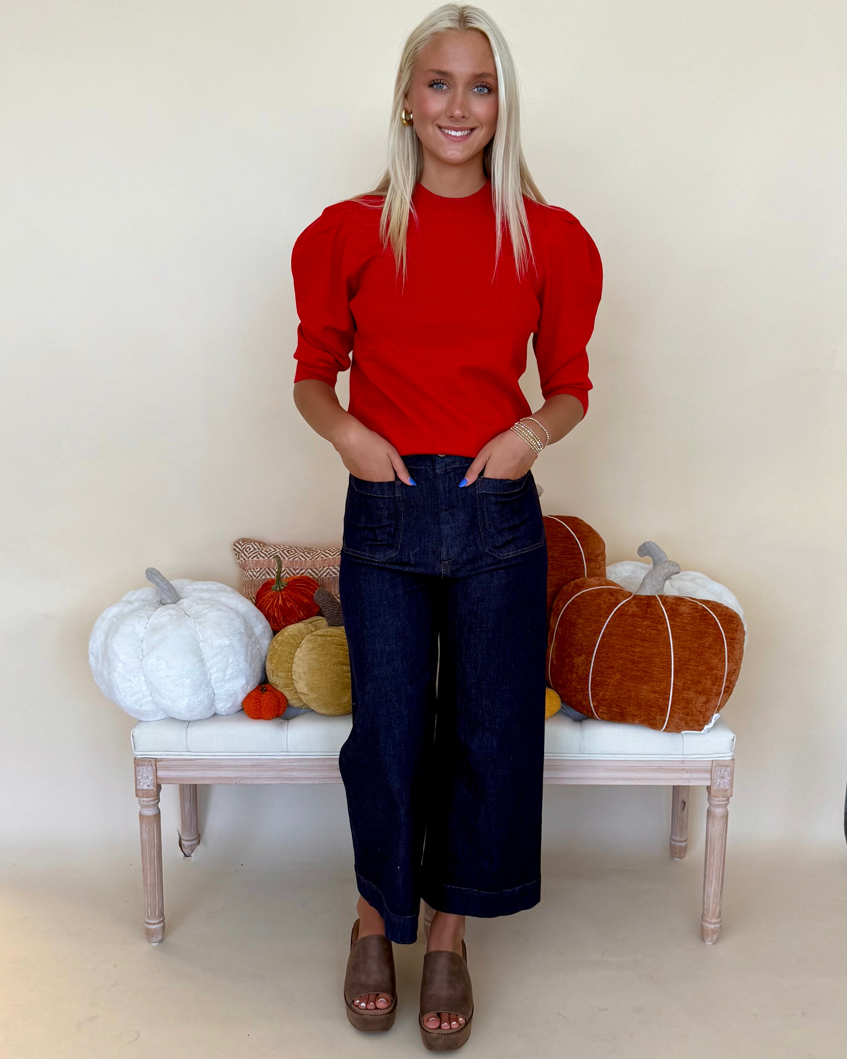On The Record Red Sweater-Shop-Womens-Boutique-Clothing