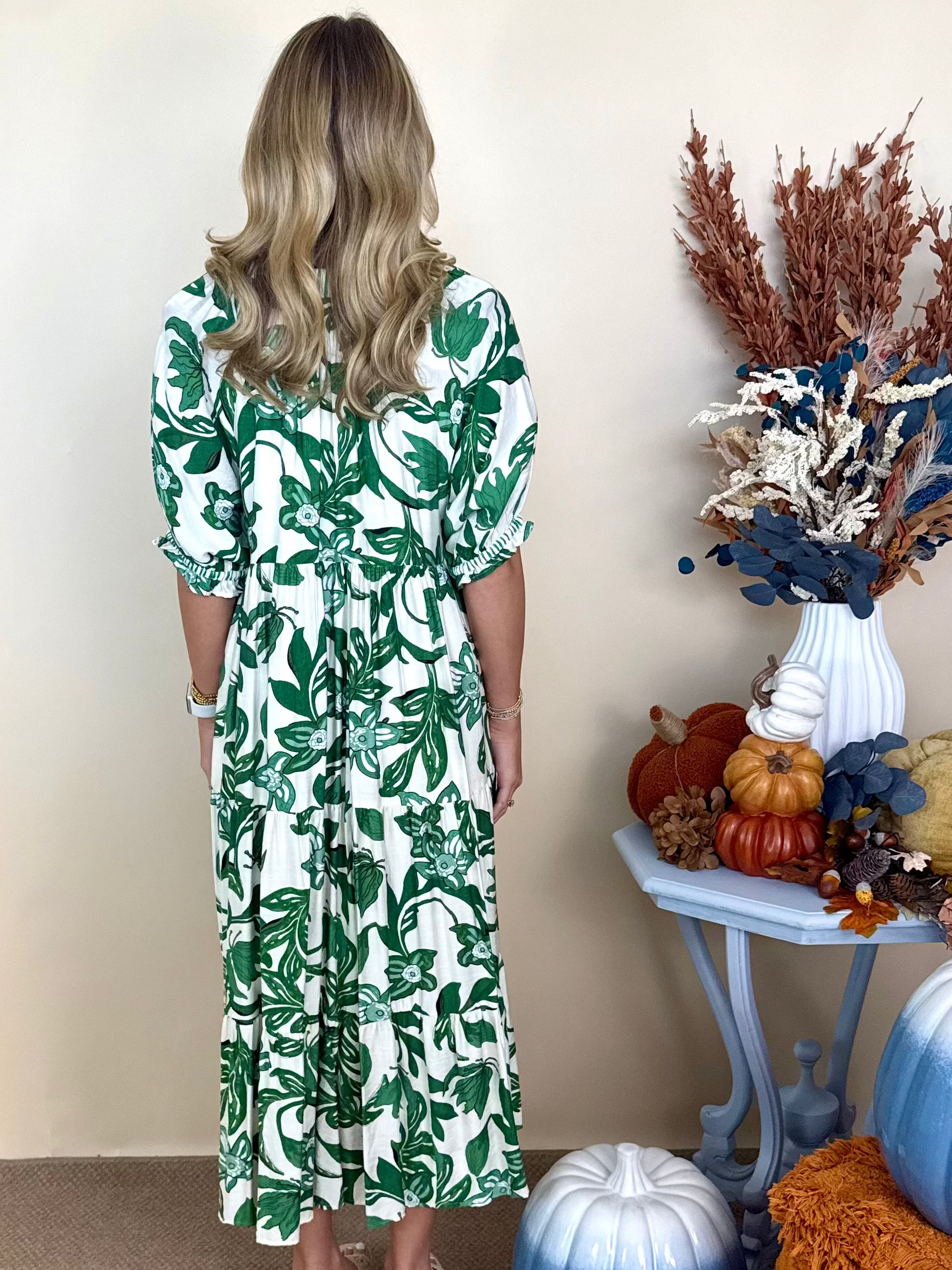 Go To Green Botanic Midi Dress-Shop-Womens-Boutique-Clothing