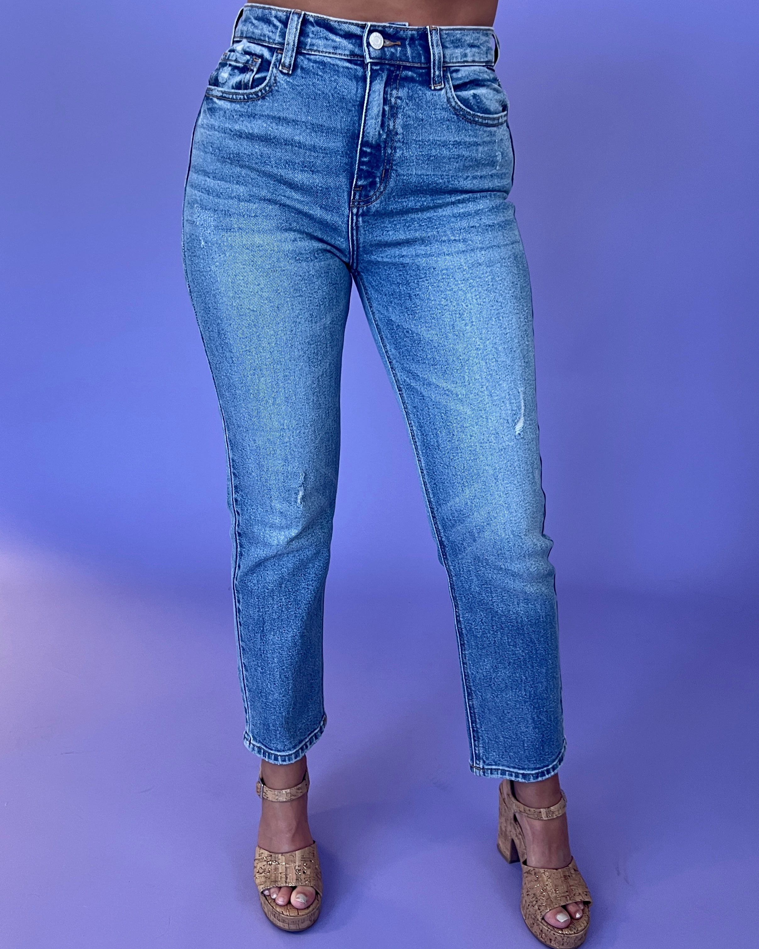 Be Around Medium Denim High Rise Straight Jeans-Shop-Womens-Boutique-Clothing