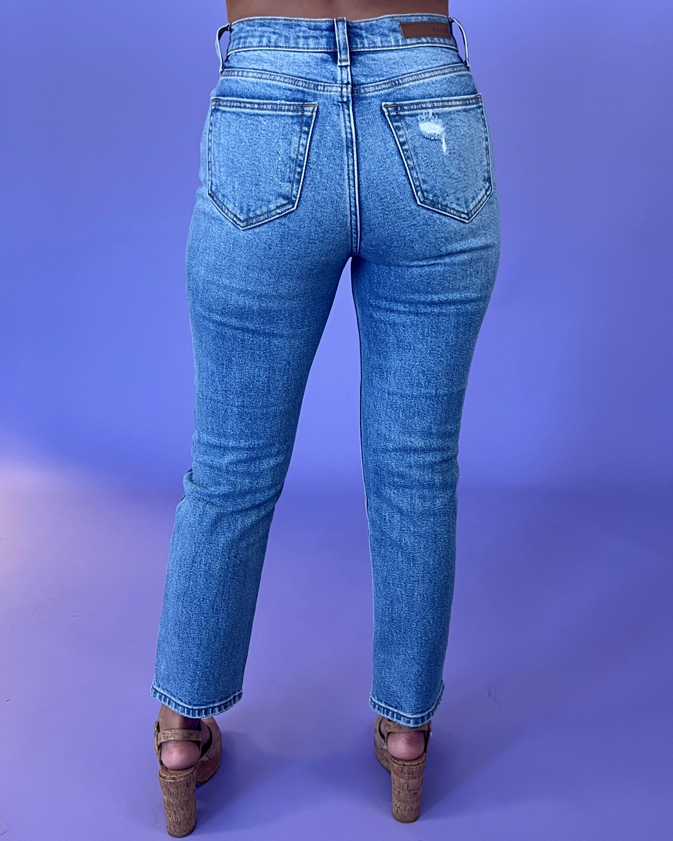 Be Around Medium Denim High Rise Straight Jeans-Shop-Womens-Boutique-Clothing