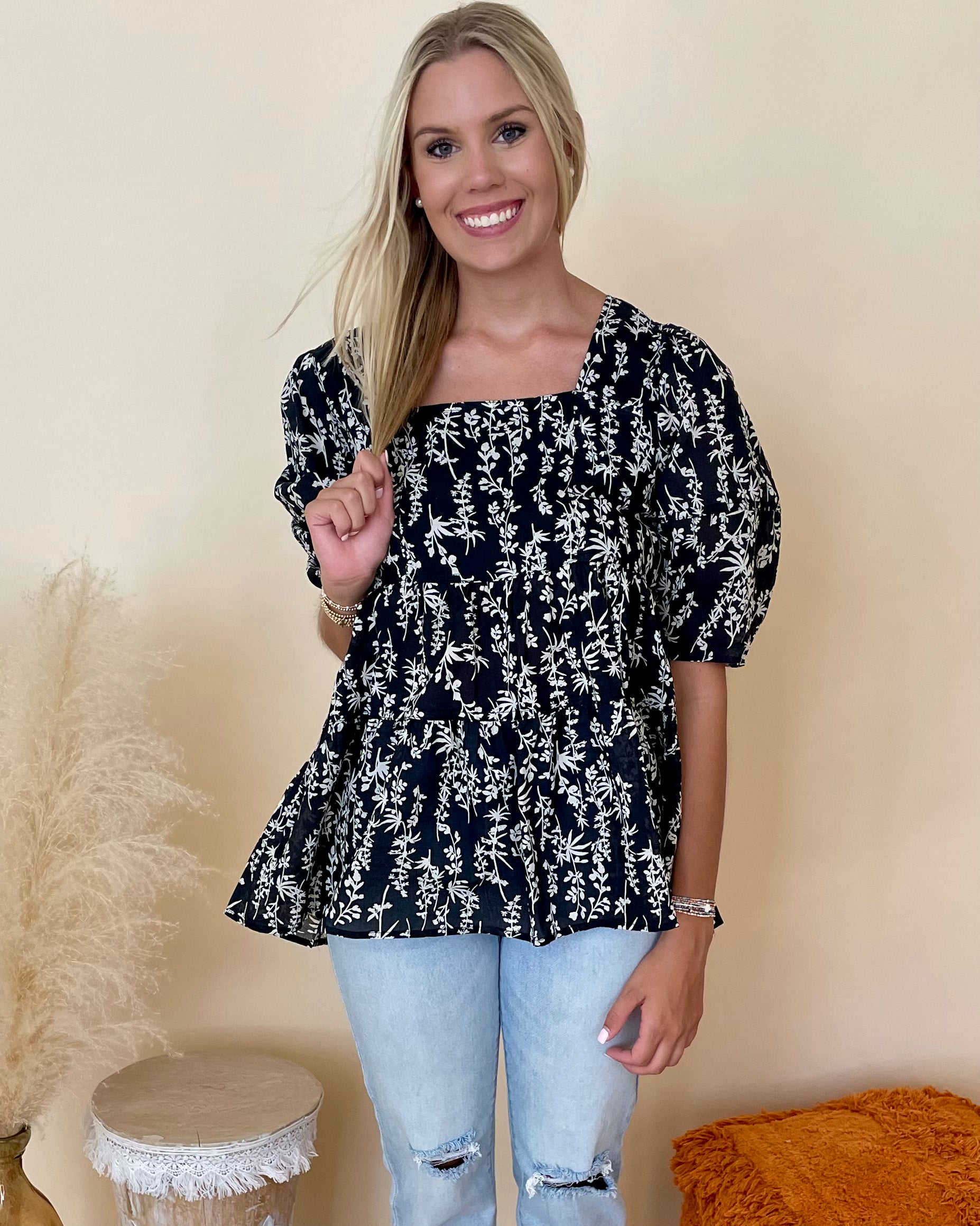 Small Things Black Garden Toile Top-Shop-Womens-Boutique-Clothing