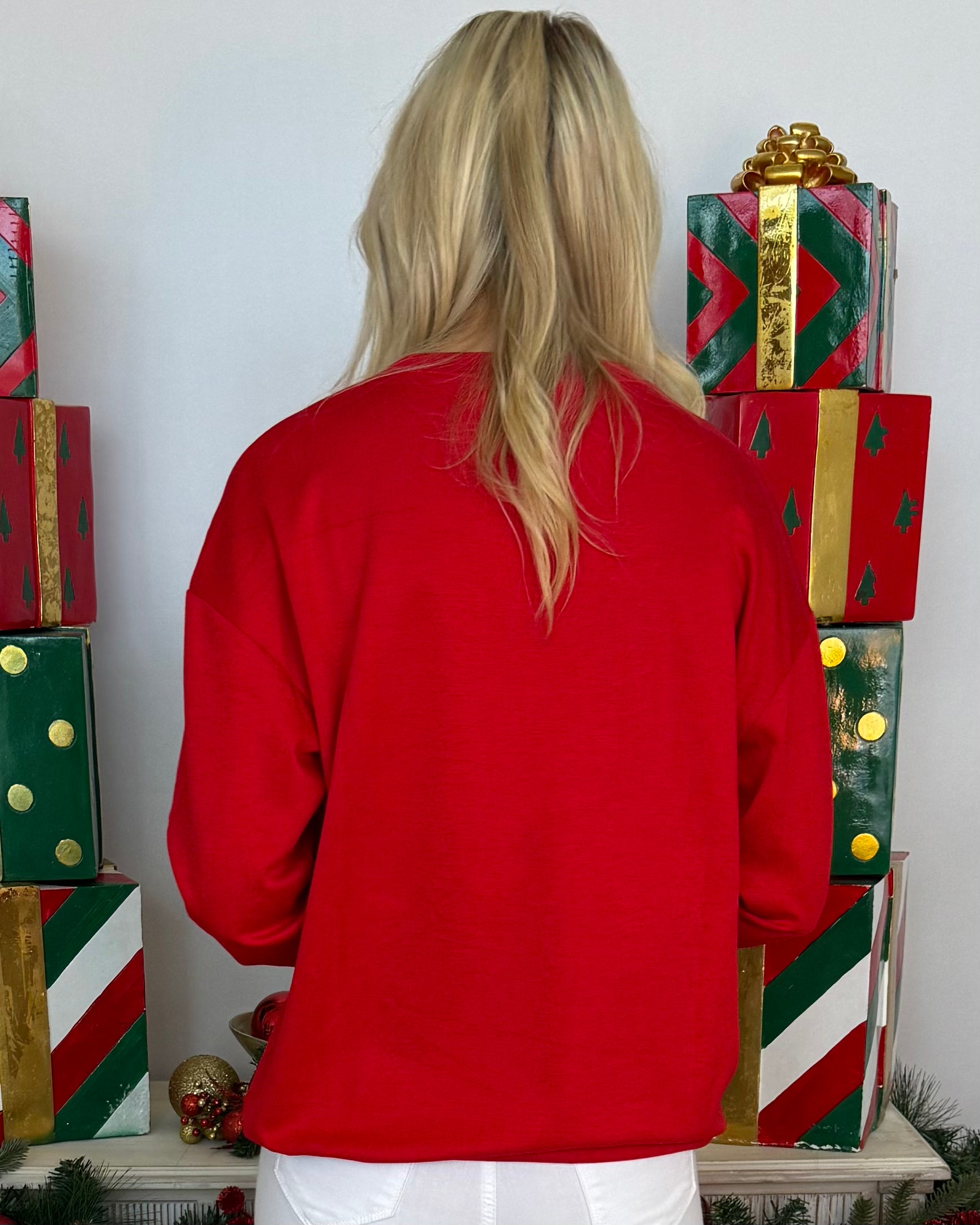 Red Joyful Velvet Sweatshirt-Shop-Womens-Boutique-Clothing