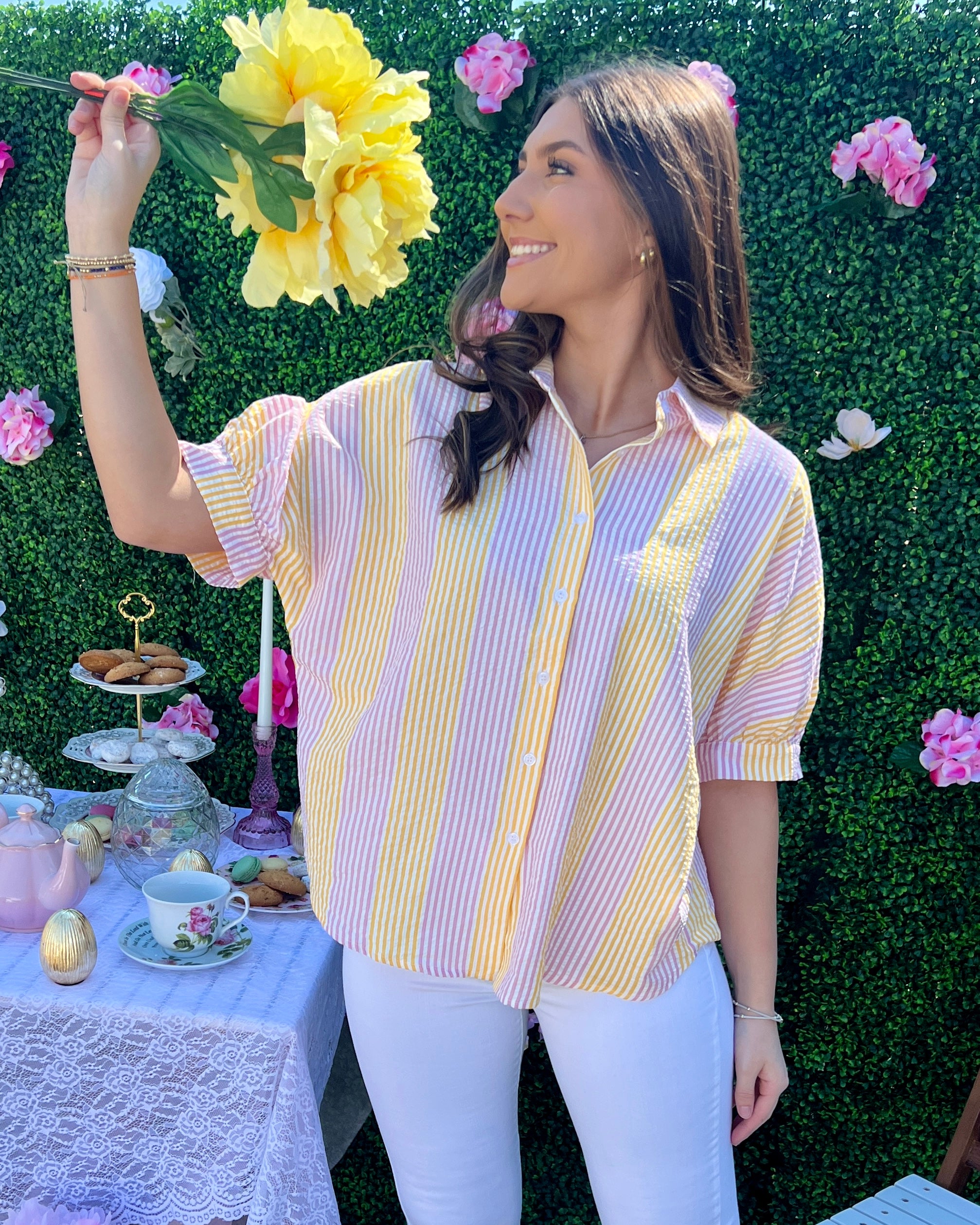 Always Know Yellow/Pink Mix Stripe Top-Shop-Womens-Boutique-Clothing
