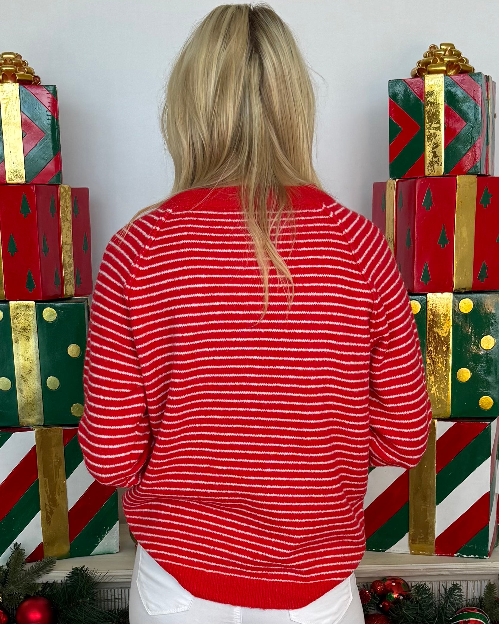 Winter Winds Red Striped Sweater-Shop-Womens-Boutique-Clothing