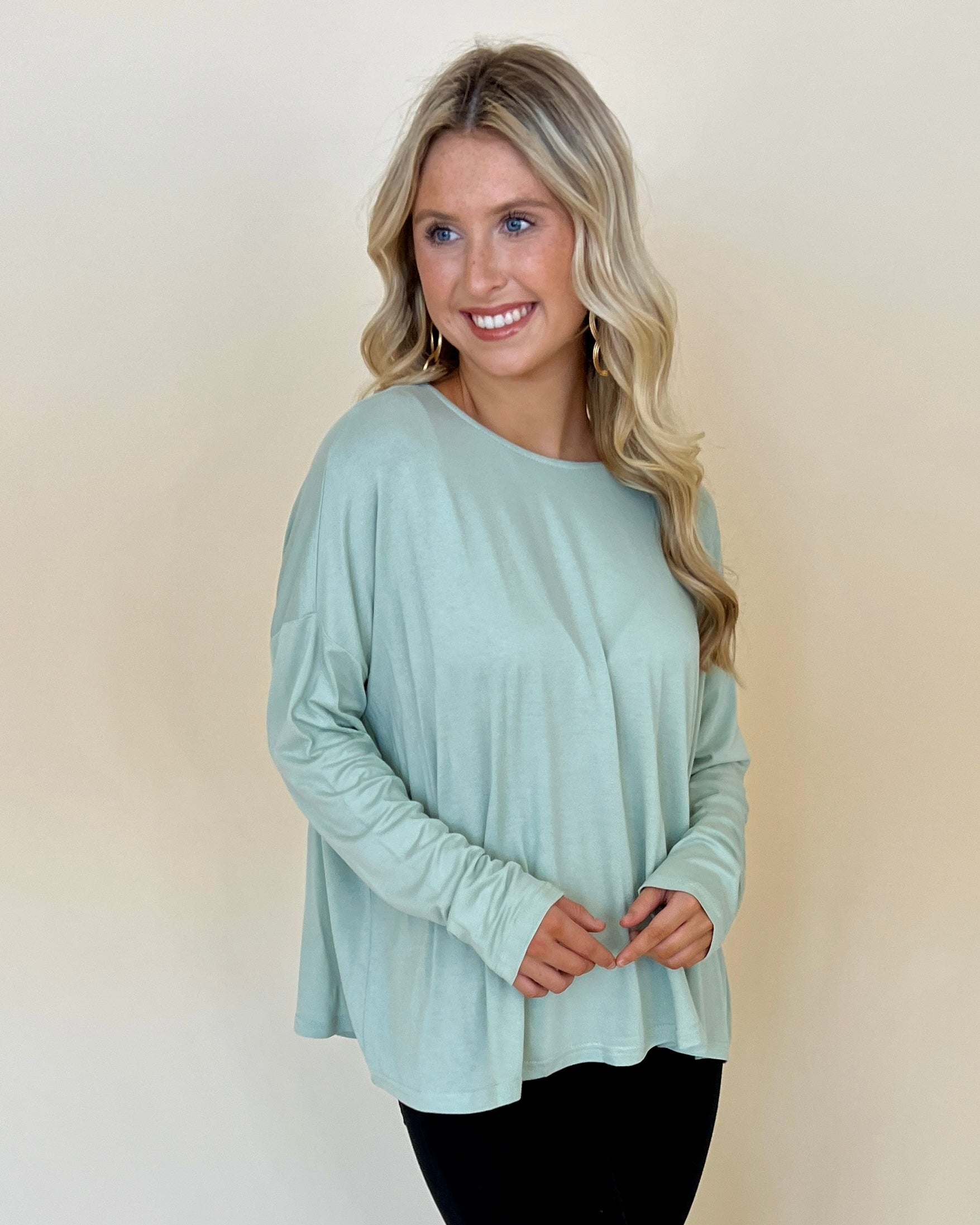 Days Gone By Lt Sage Knit Top-Shop-Womens-Boutique-Clothing