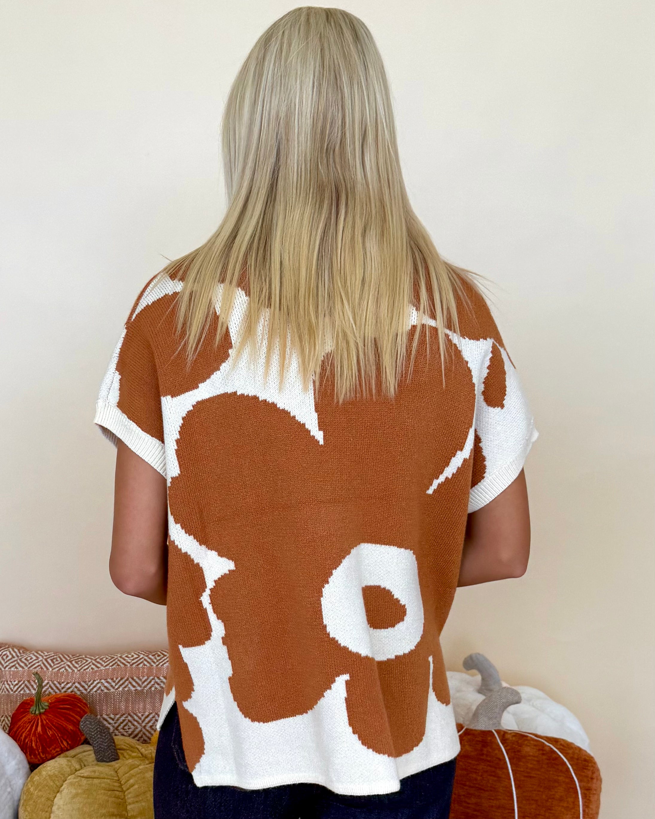 Full Heart Toffee/Off White Flower Sweater-Shop-Womens-Boutique-Clothing