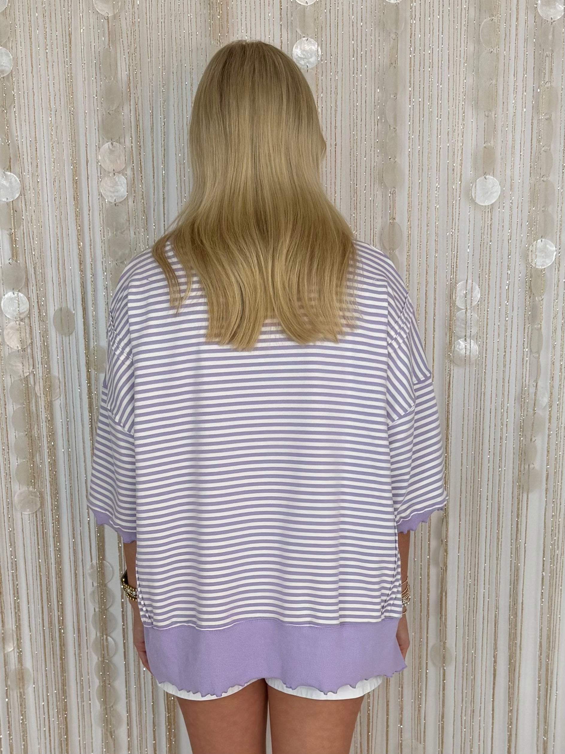 Timeless Style Lt Purple Short Sleeve Sweatshirt-Shop-Womens-Boutique-Clothing