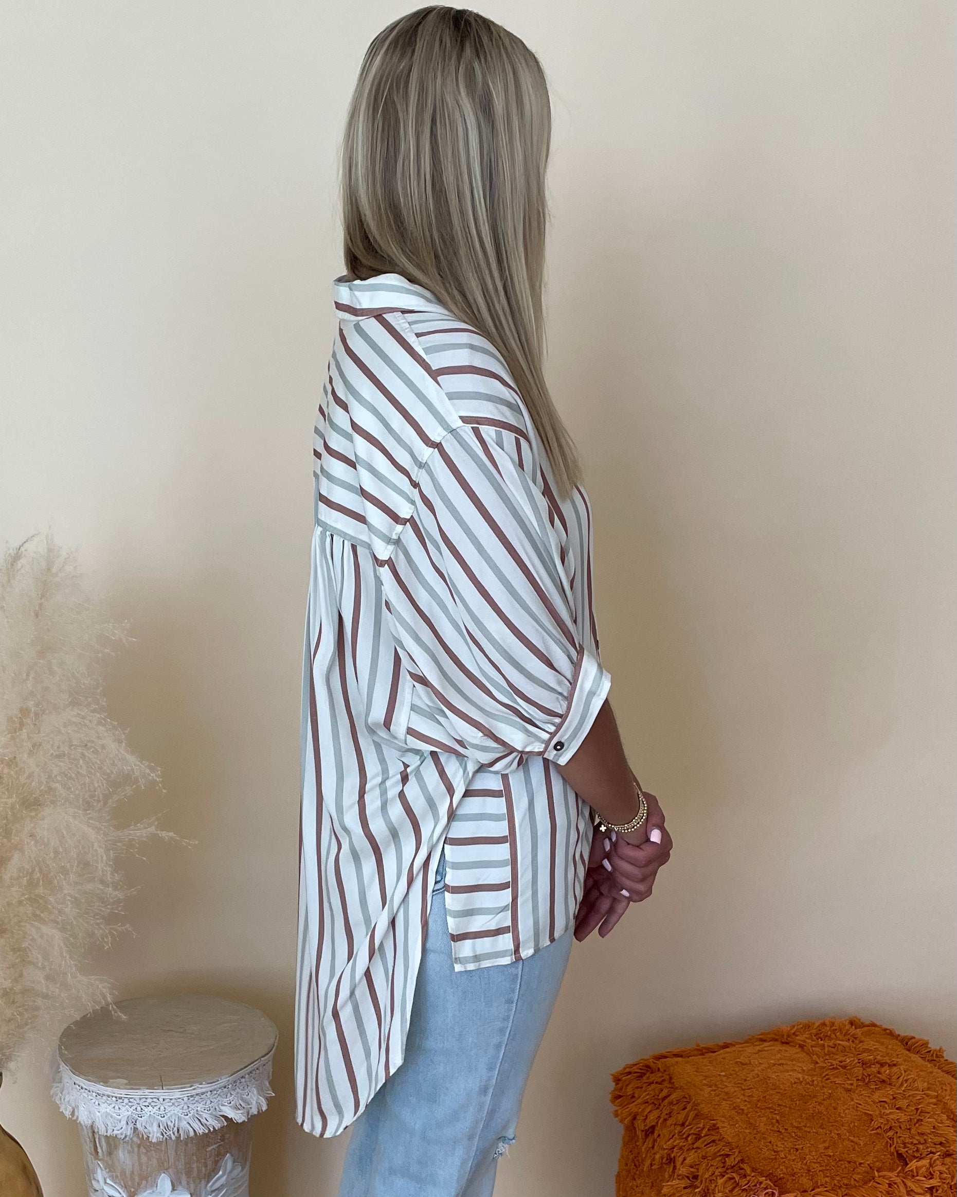 Favorite Day Brown Gray Stripe Top-Shop-Womens-Boutique-Clothing