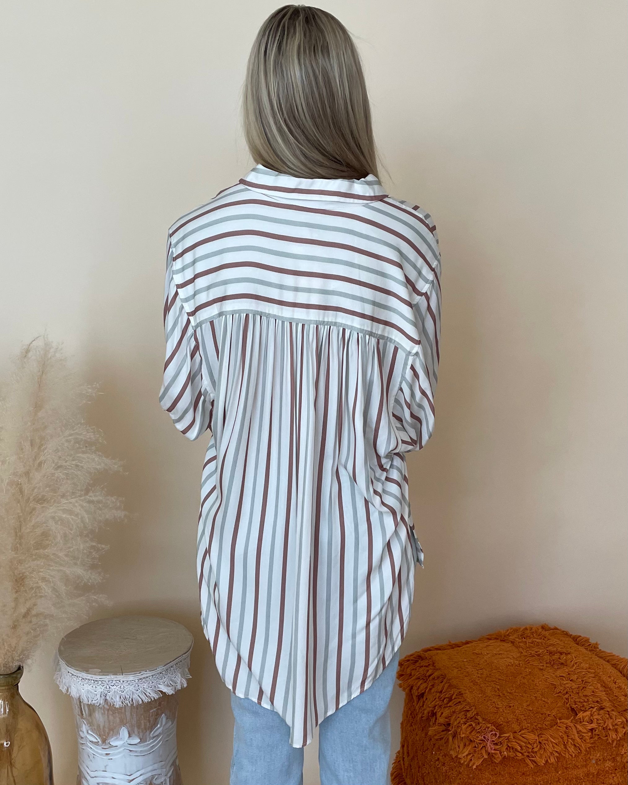 Favorite Day Brown Gray Stripe Top-Shop-Womens-Boutique-Clothing