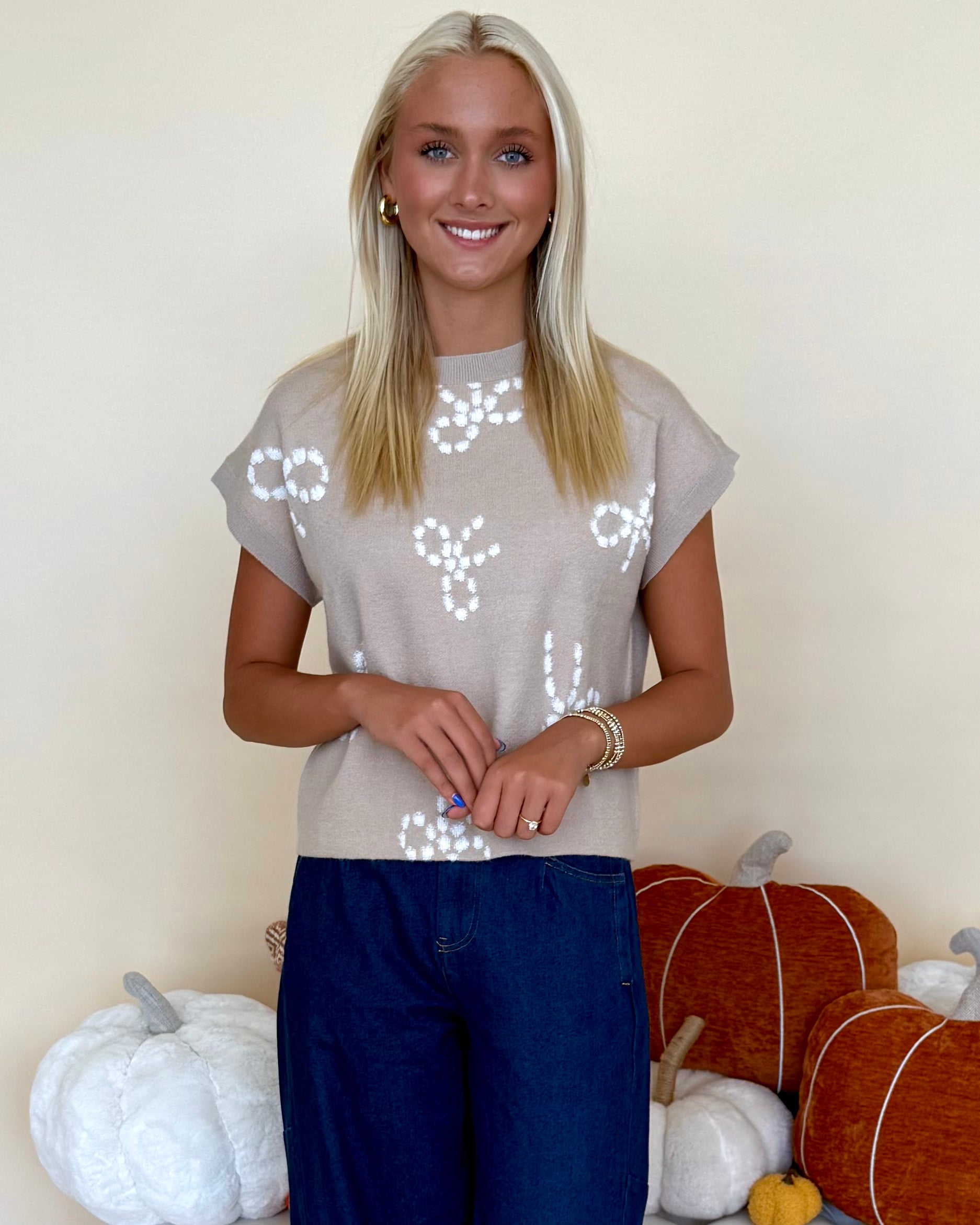 In Her Moment Khaki Bow Sweater-Shop-Womens-Boutique-Clothing