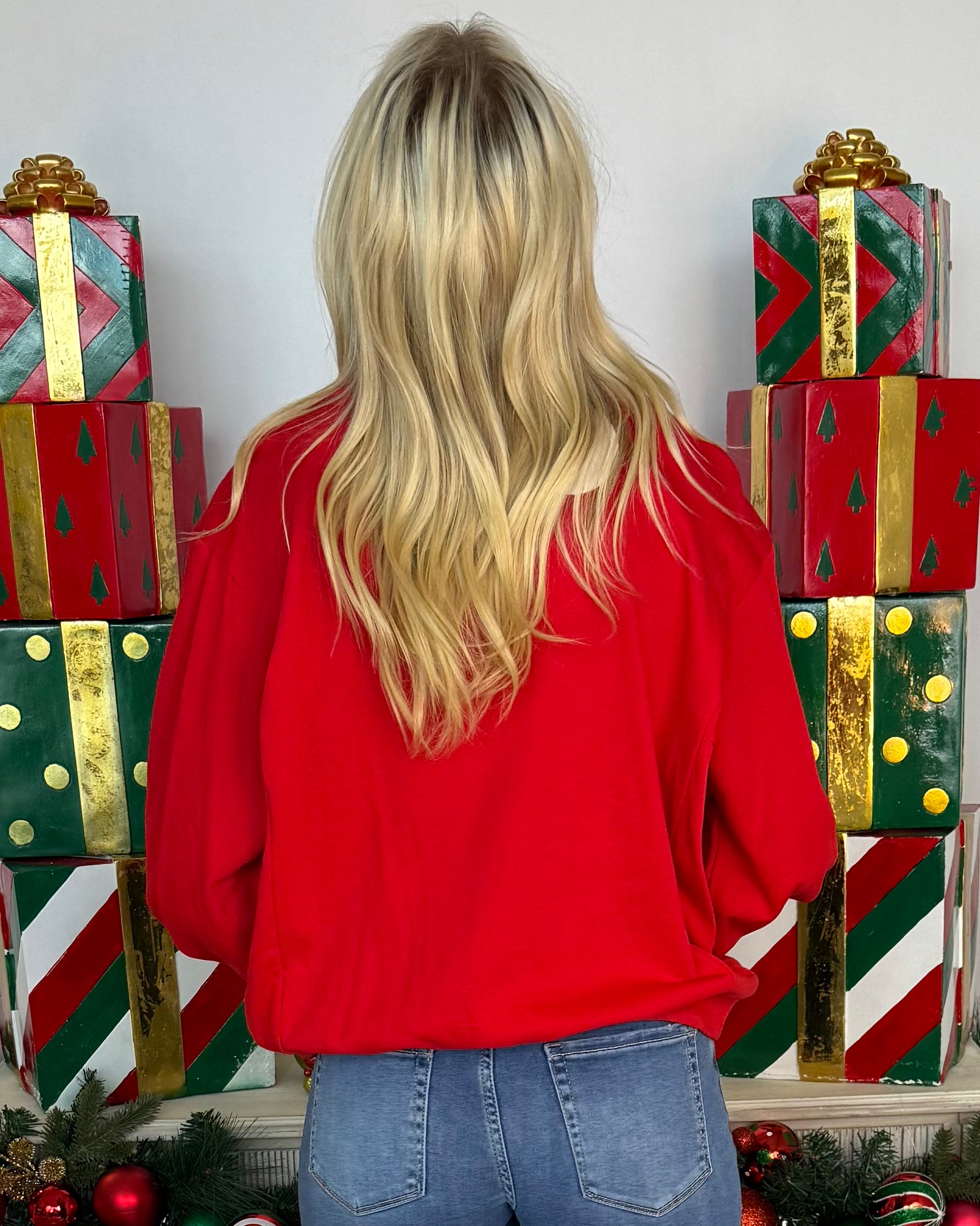 Ho Ho Ho Red Christmas Sweatshirt-Shop-Womens-Boutique-Clothing