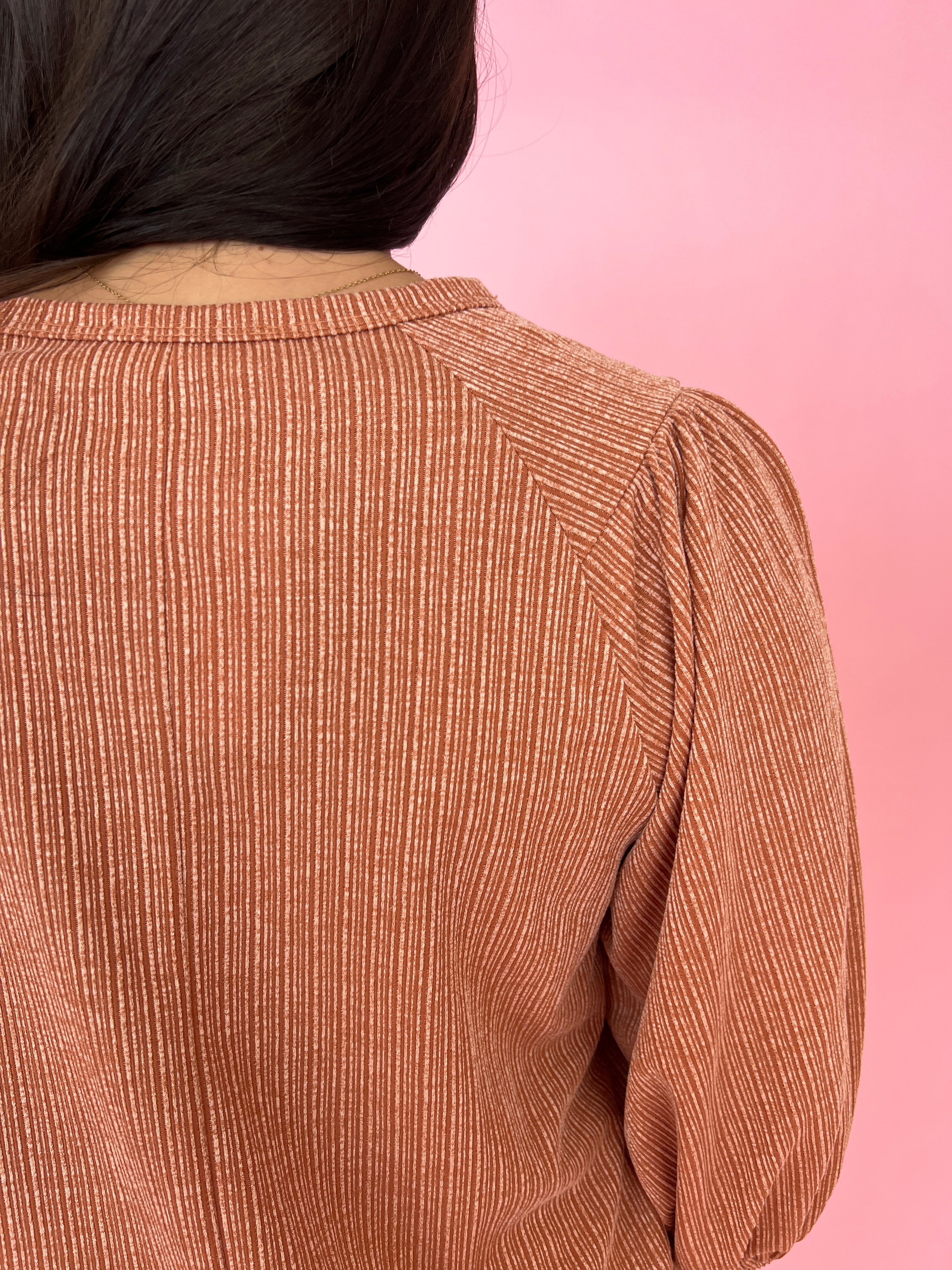 Stay Here Awhile Rust Ribbed Knit Round Neck Top-Shop-Womens-Boutique-Clothing