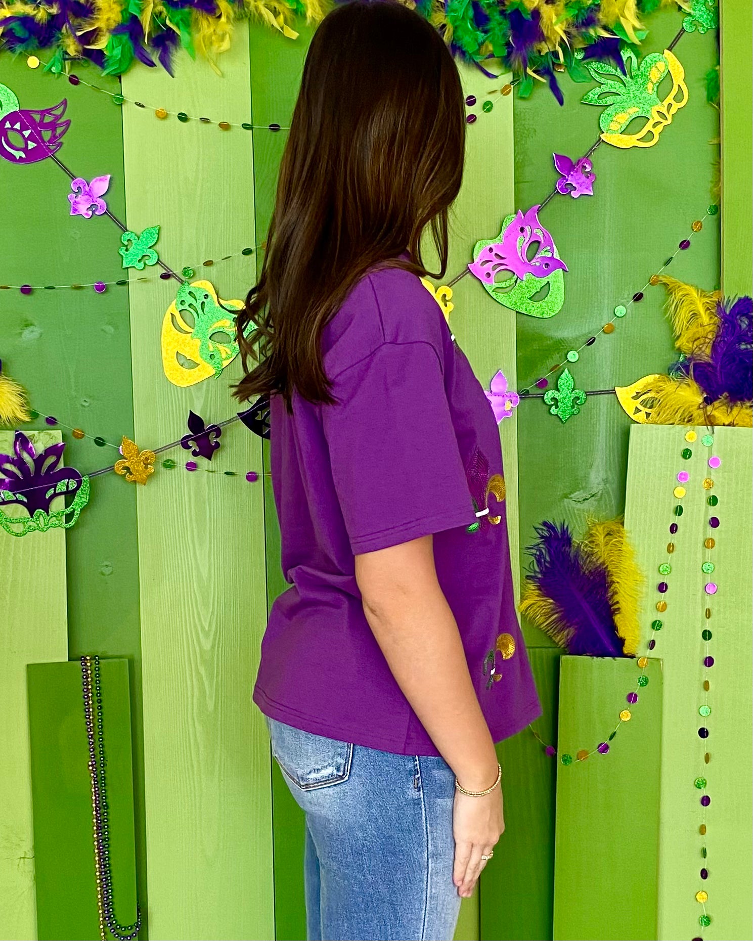 Uptown Stroll Purple Fleur De Lis Top-Shop-Womens-Boutique-Clothing