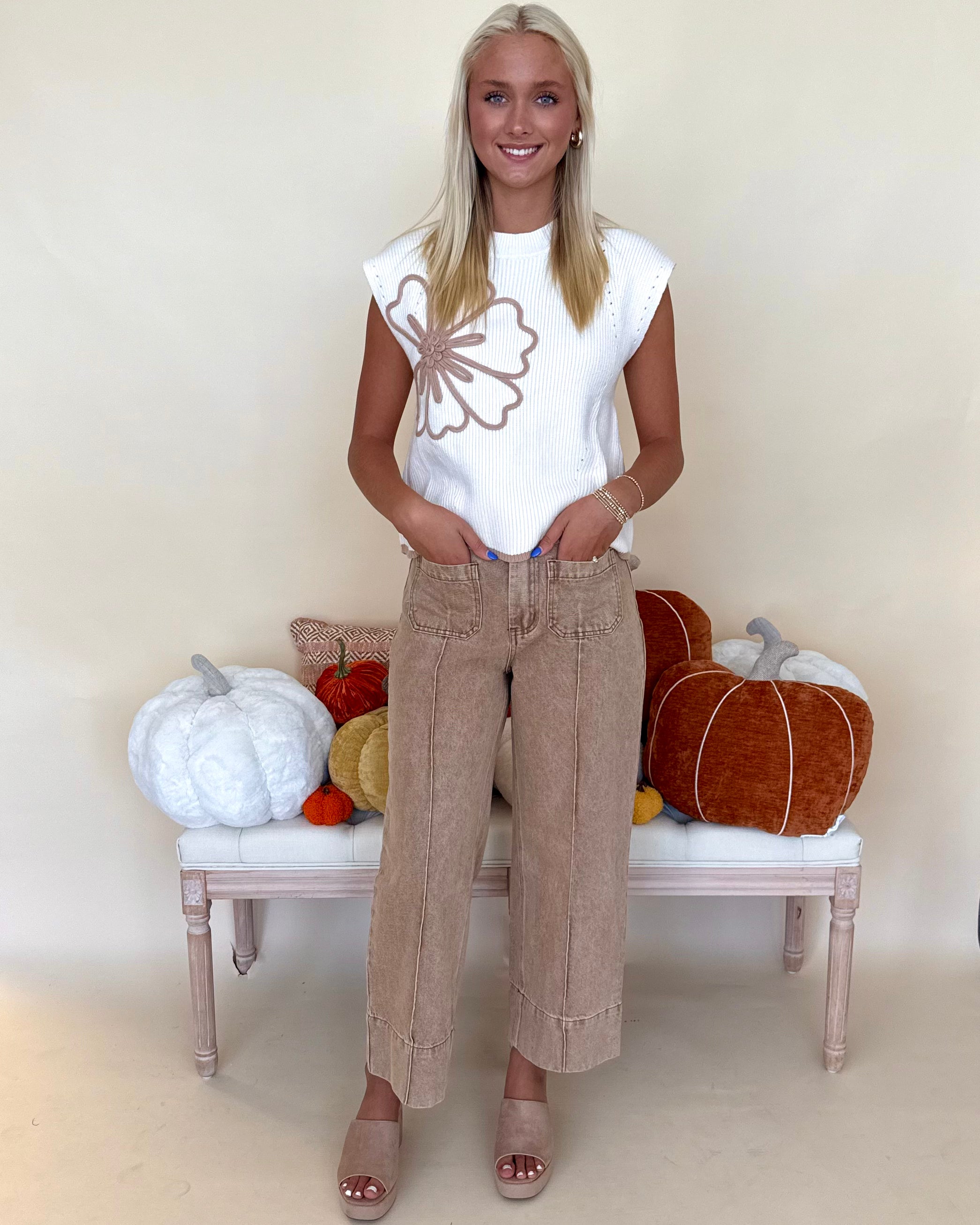 Off Track Camel Wide Leg Jeans-Shop-Womens-Boutique-Clothing