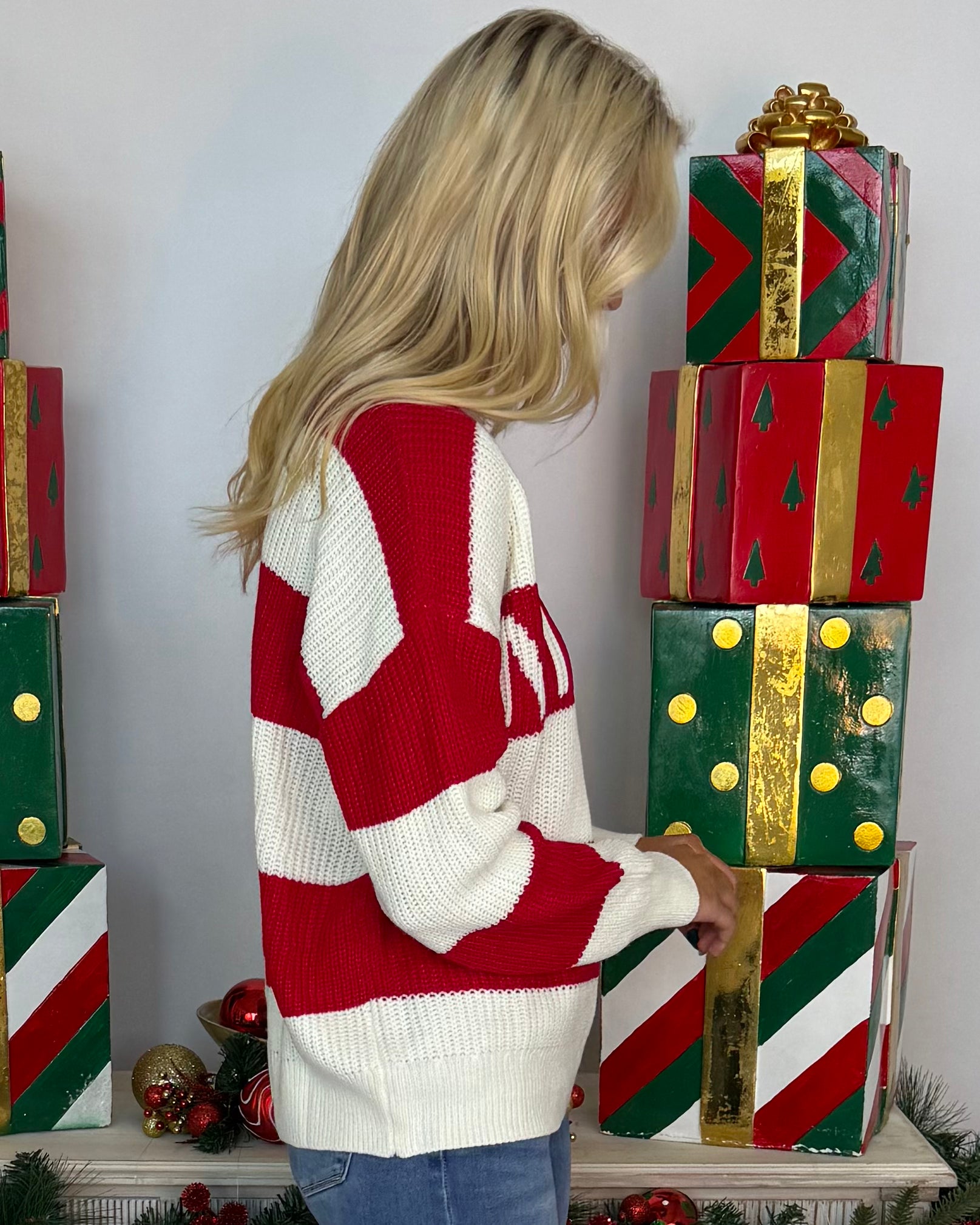 Candy Cane Lane Ivory/Red Merry Sweater-Shop-Womens-Boutique-Clothing