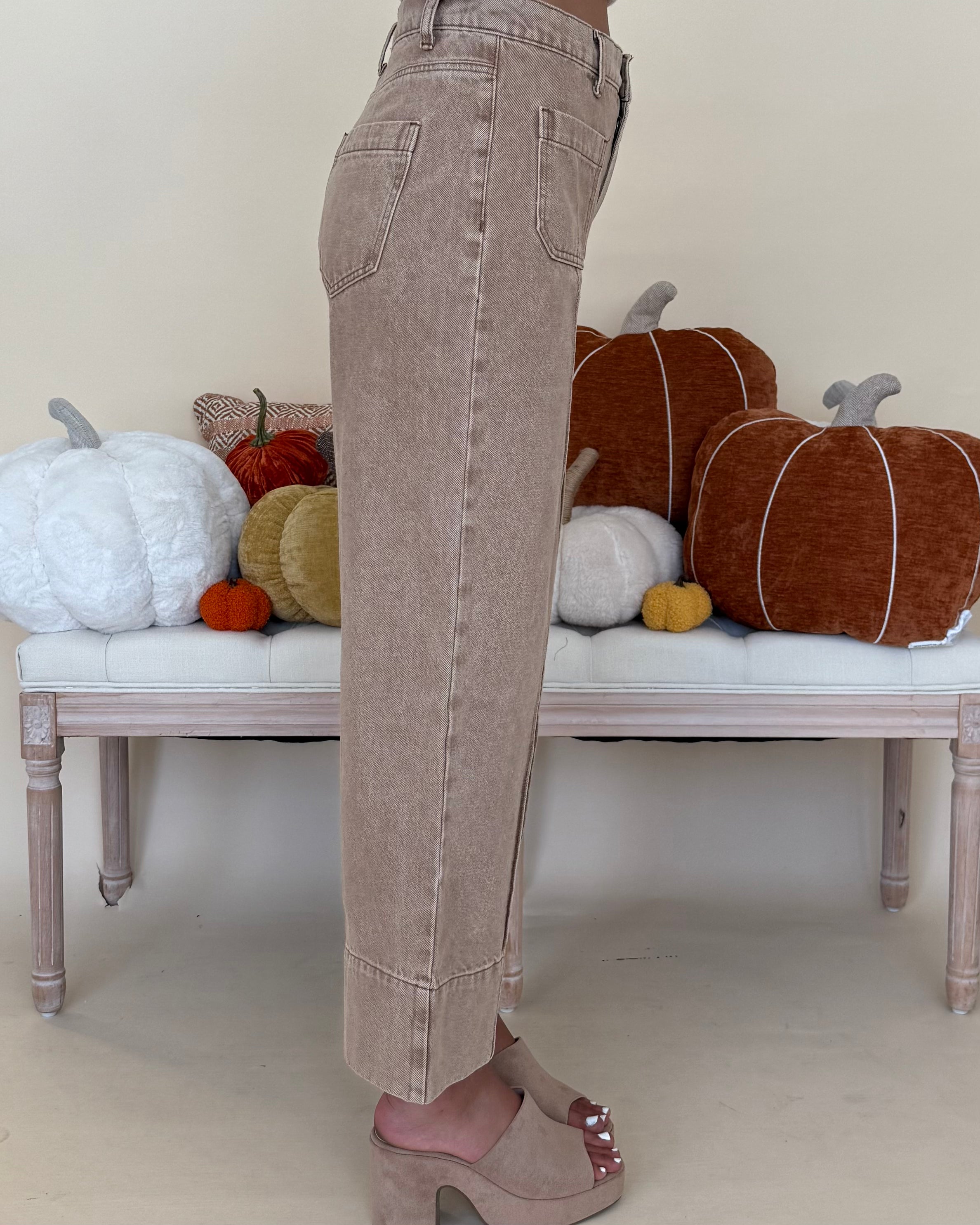 Off Track Camel Wide Leg Jeans-Shop-Womens-Boutique-Clothing