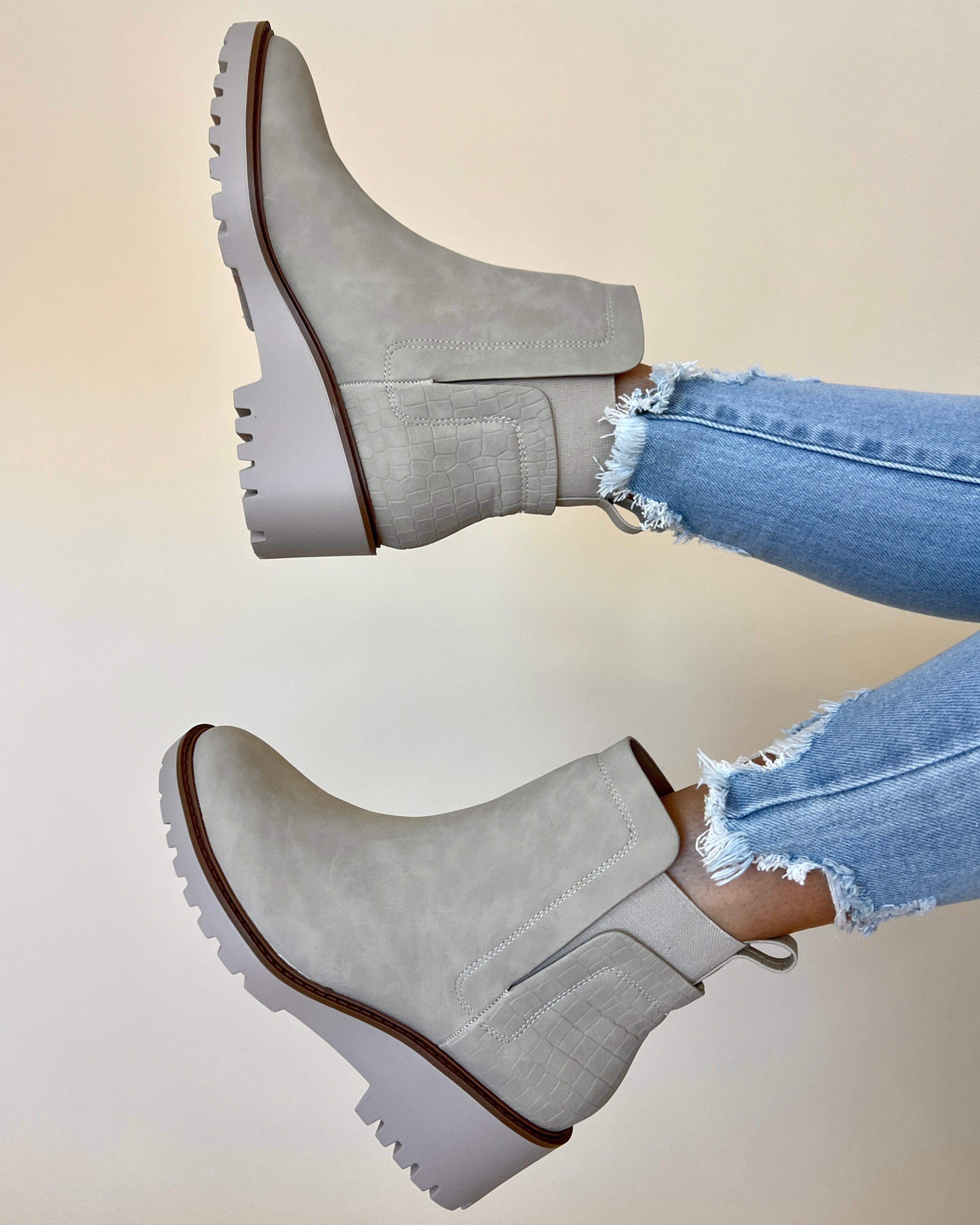 Raleigh Stone Suede Crocodile Detail Boots-Shop-Womens-Boutique-Clothing