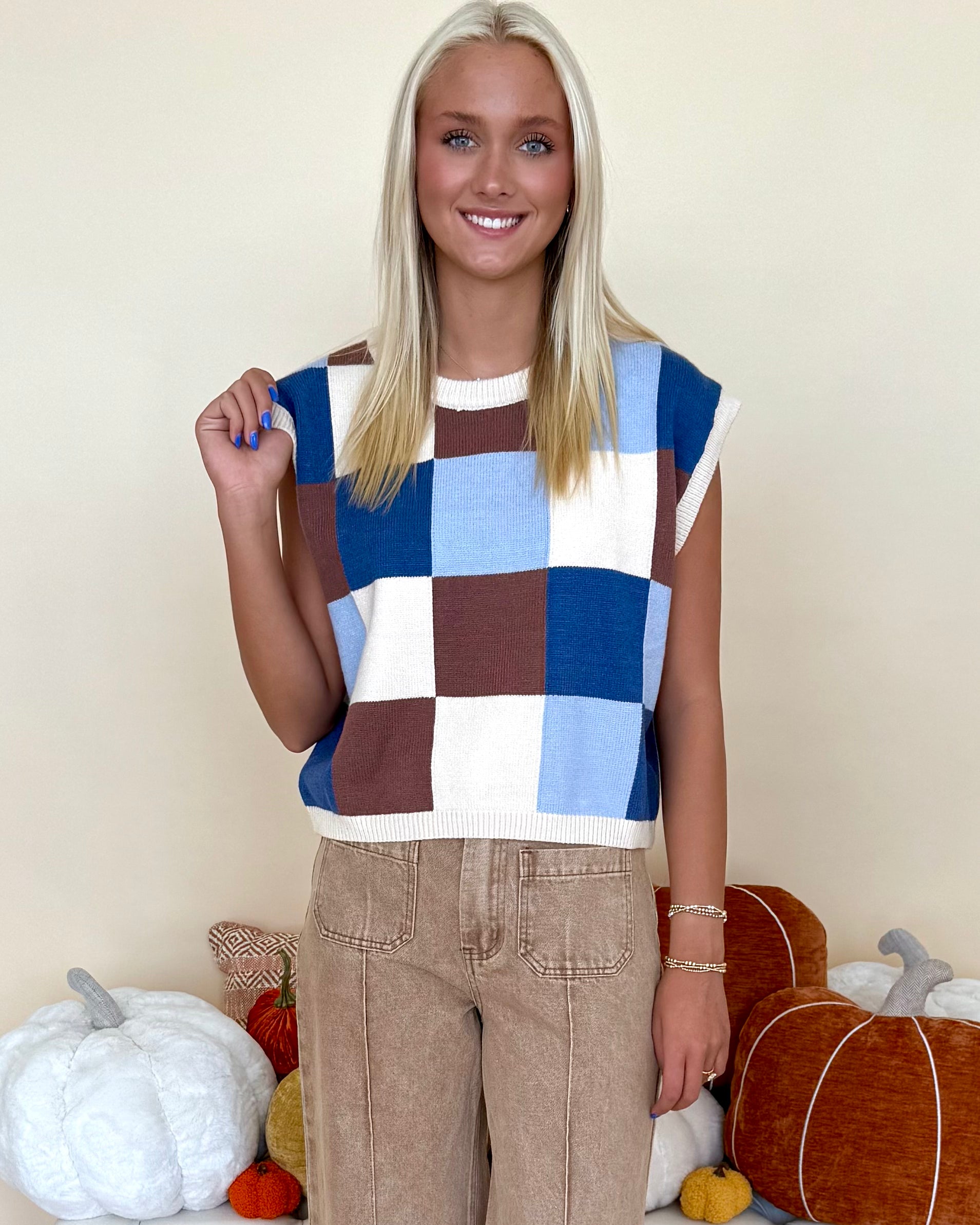 Best Of You Mocha Checkered Sweater-Shop-Womens-Boutique-Clothing