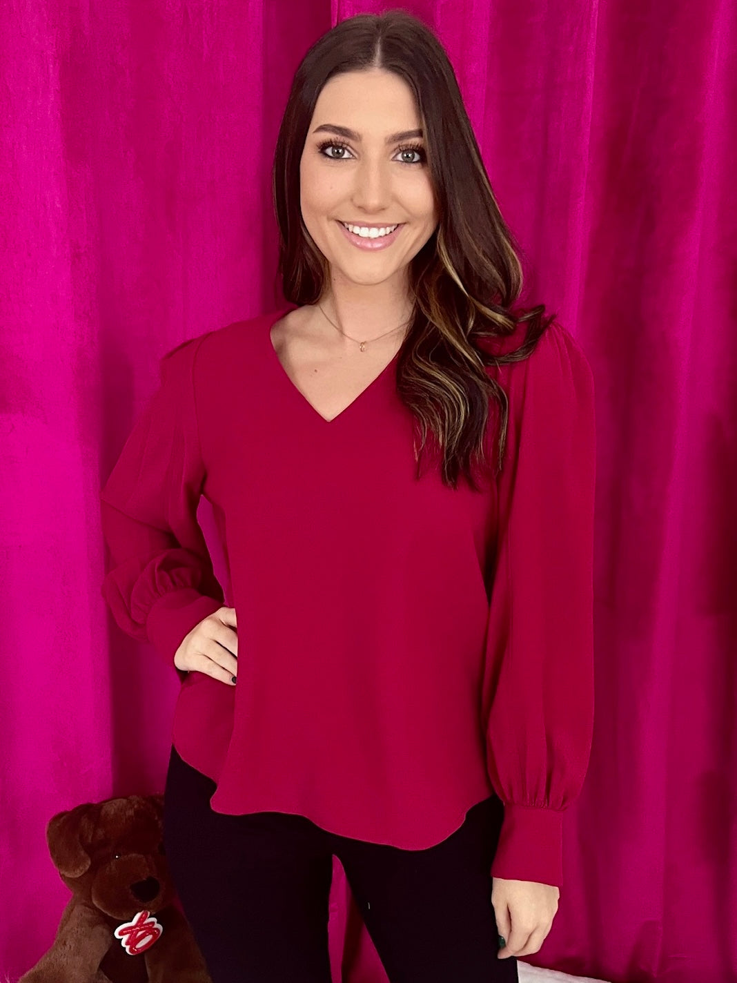 Find You Well Burgundy V-neck Top-Shop-Womens-Boutique-Clothing