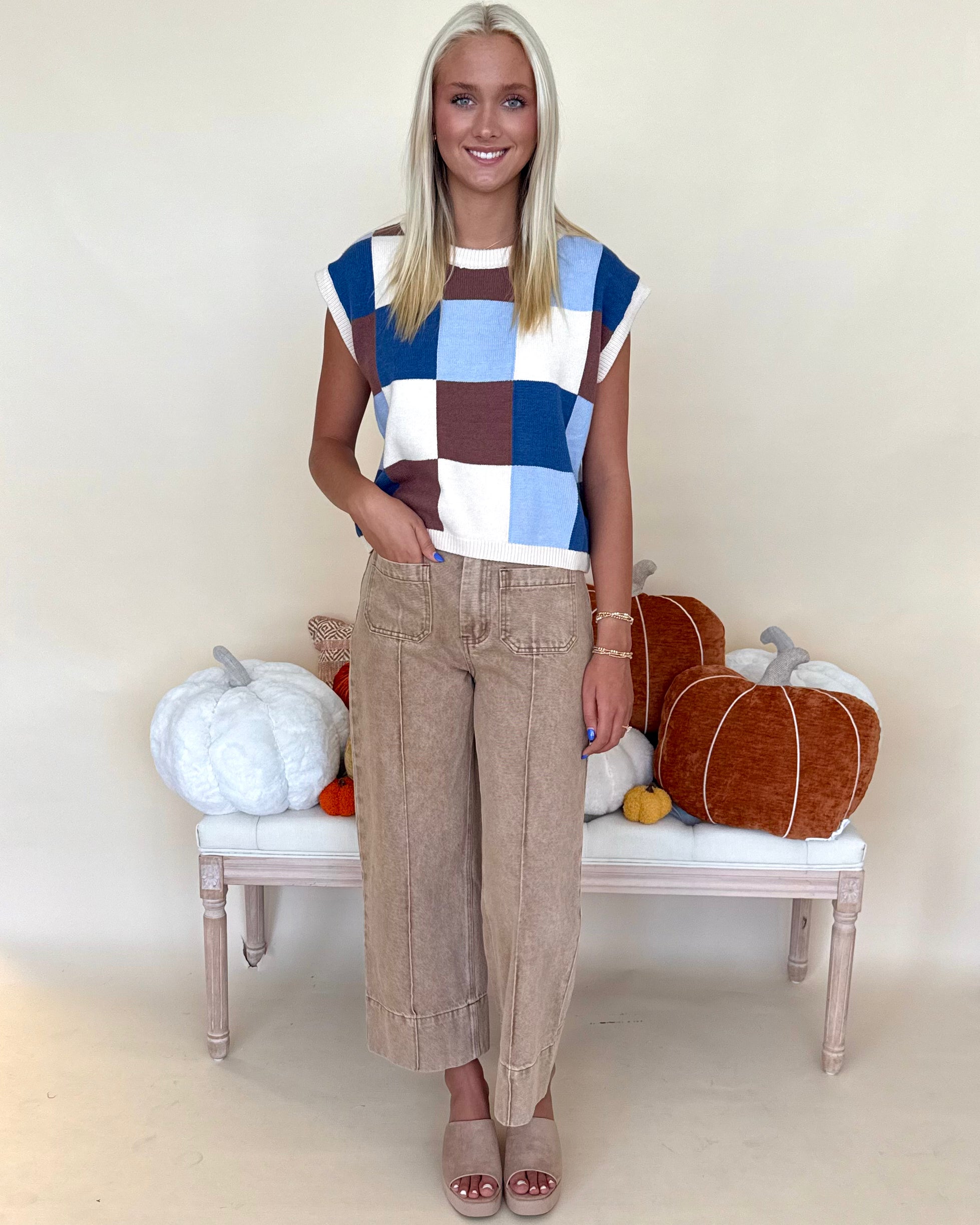 Best Of You Mocha Checkered Sweater-Shop-Womens-Boutique-Clothing