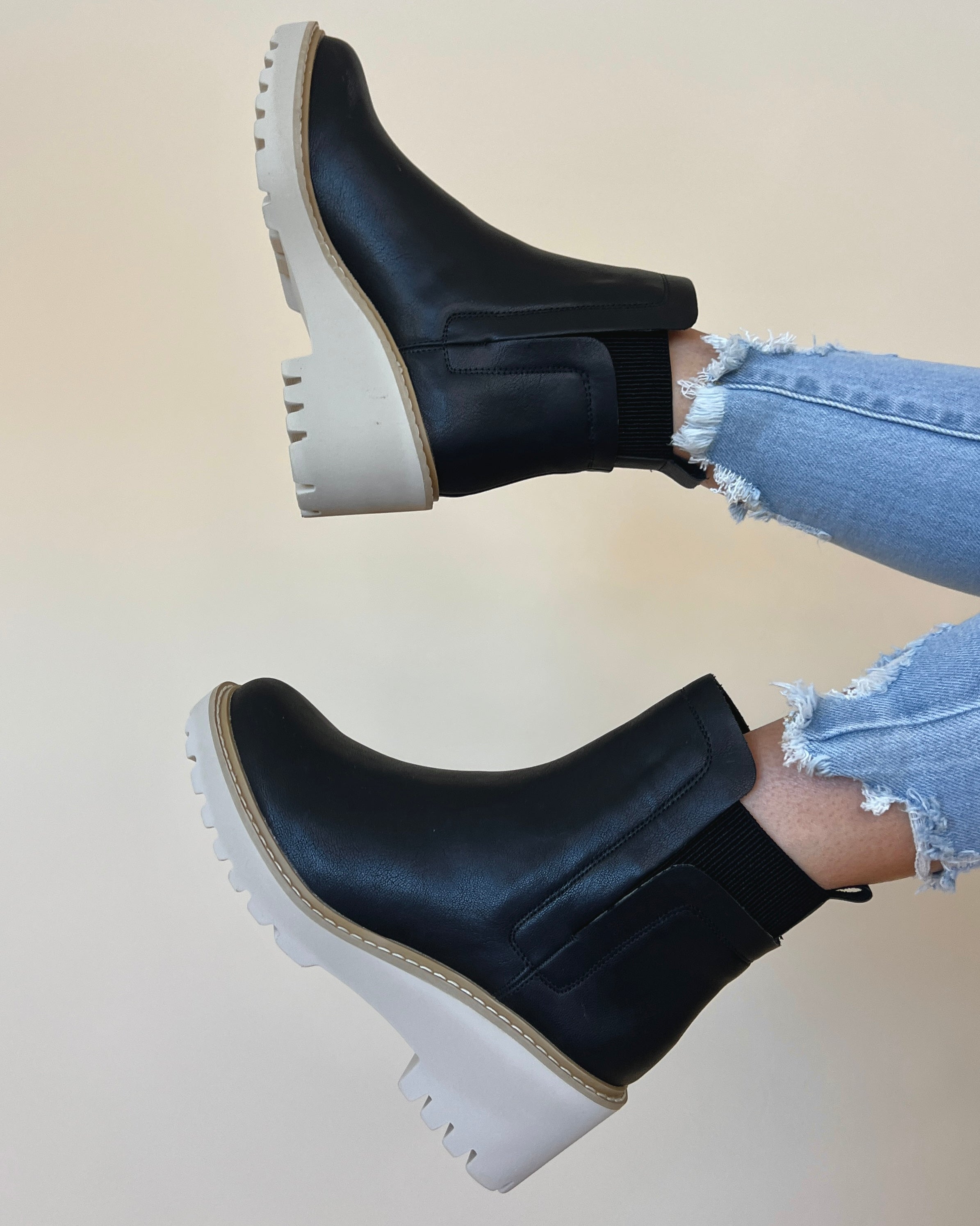 faux leather platform boots