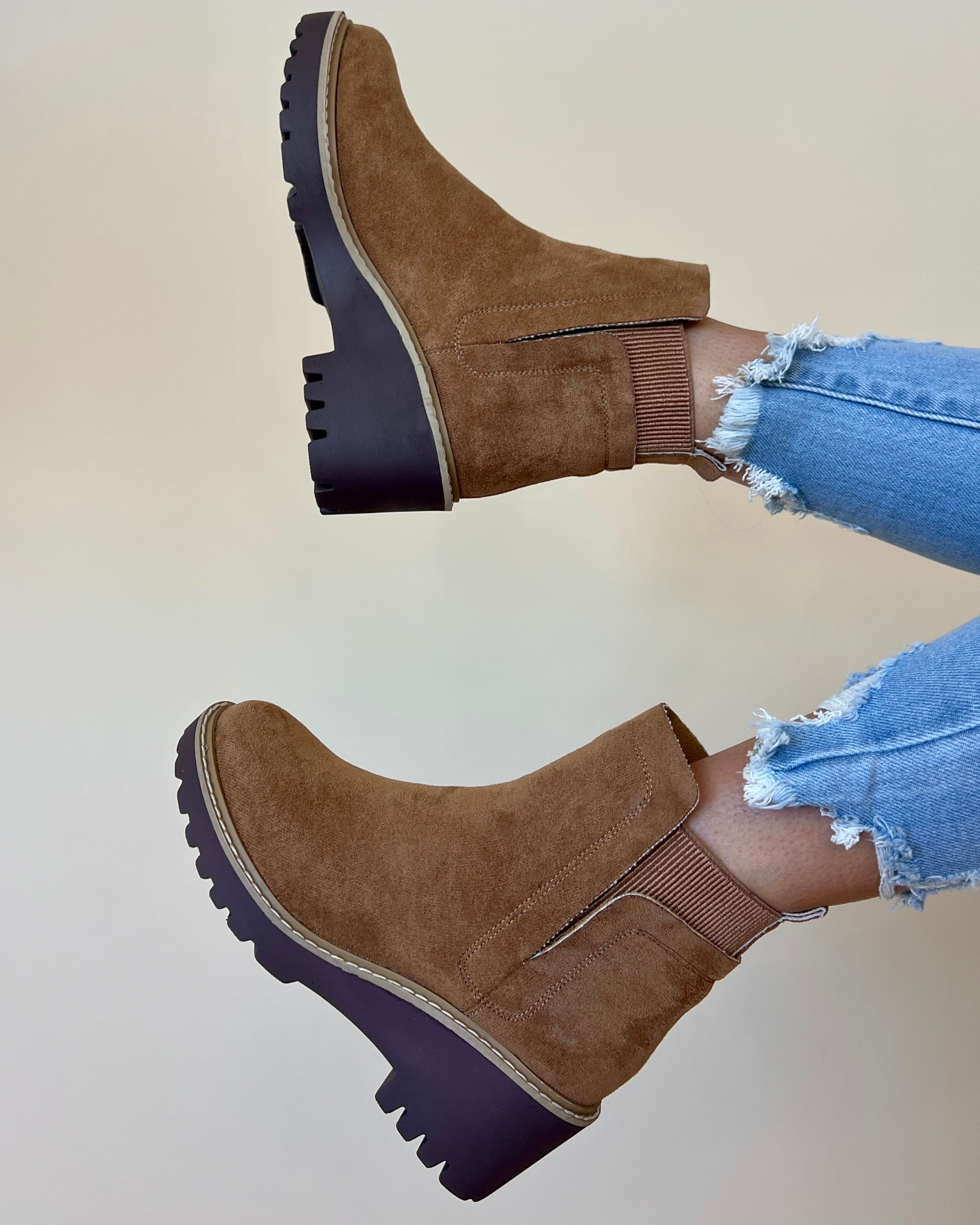 Gabby Camel Suede Platform Boots-Shop-Womens-Boutique-Clothing