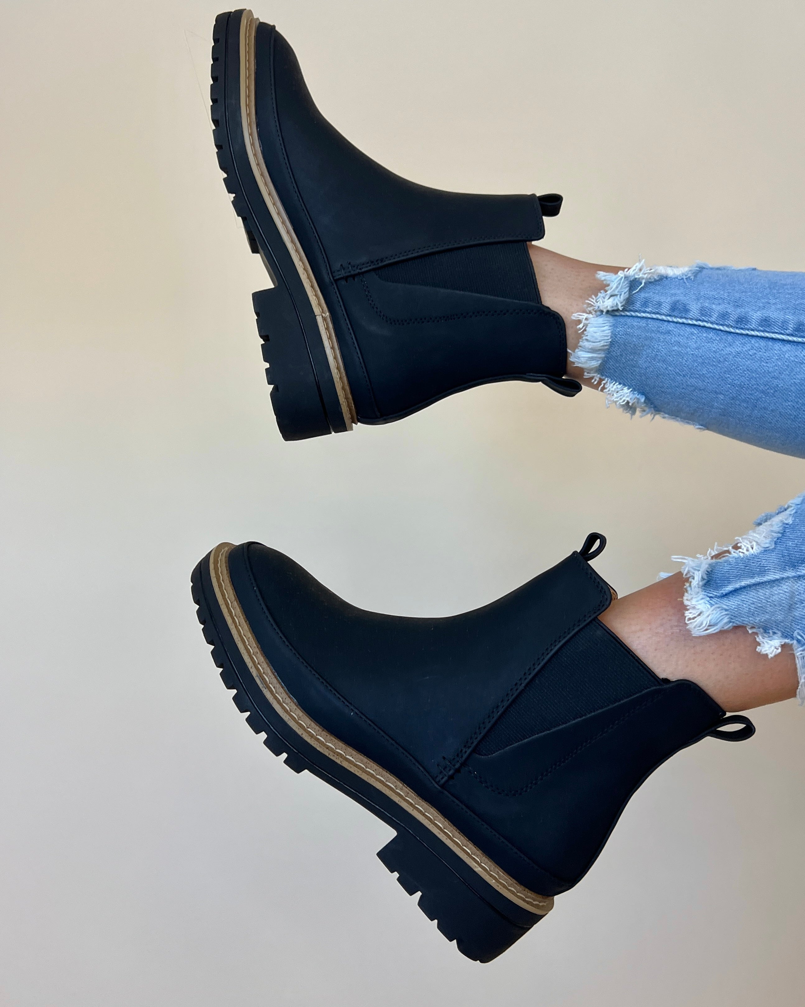 Kaylie Black Suede Slip On Boots-Shop-Womens-Boutique-Clothing