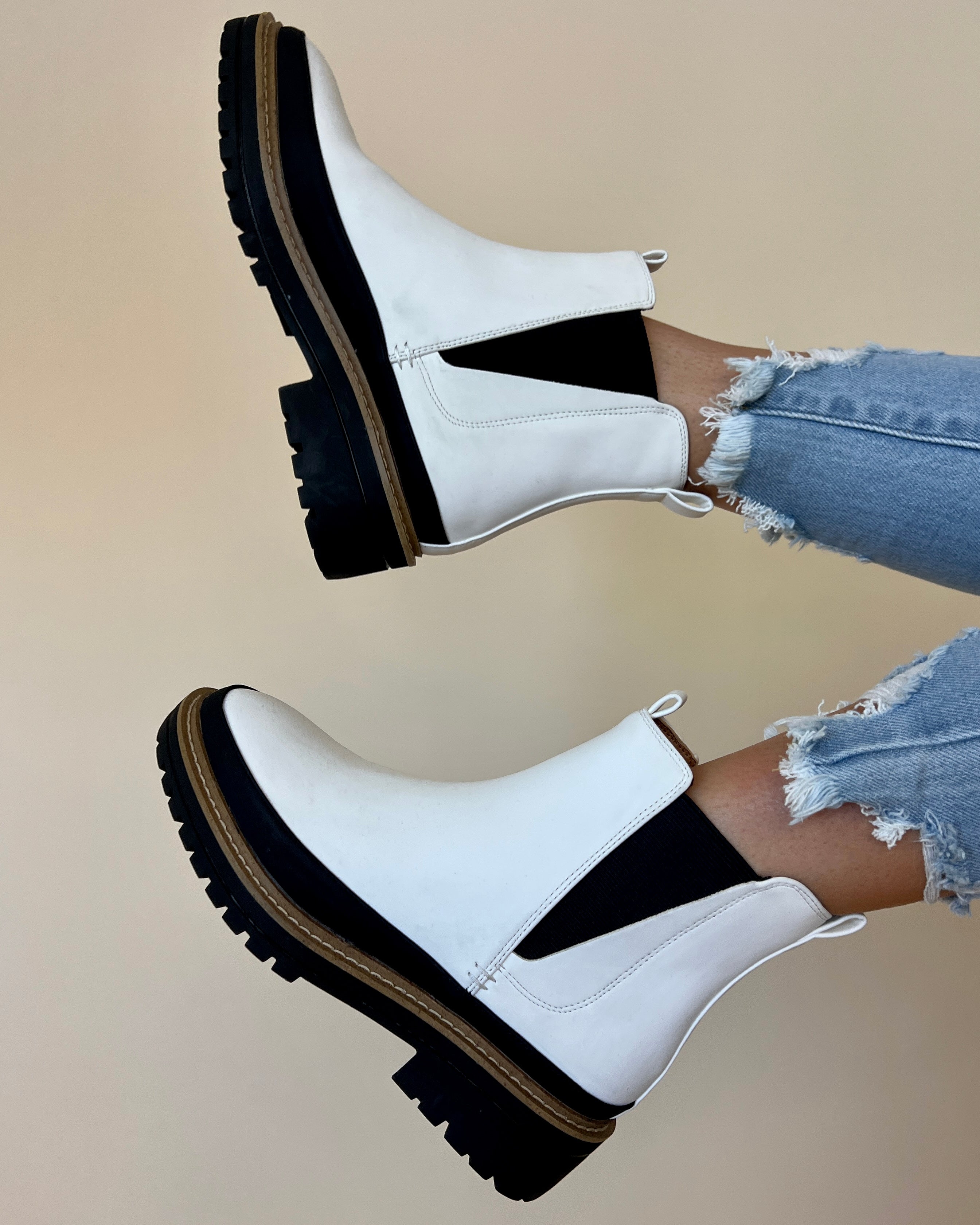 Kaylie Off White Suede Slip On Boots-Shop-Womens-Boutique-Clothing