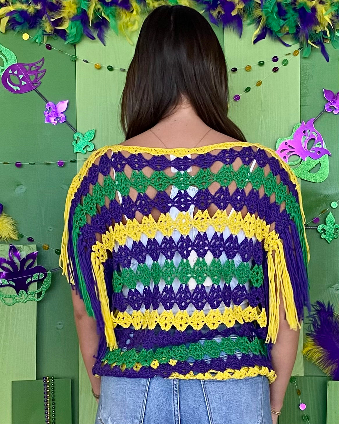 Switch It Purple/Gold/Green Crochet Top-Shop-Womens-Boutique-Clothing