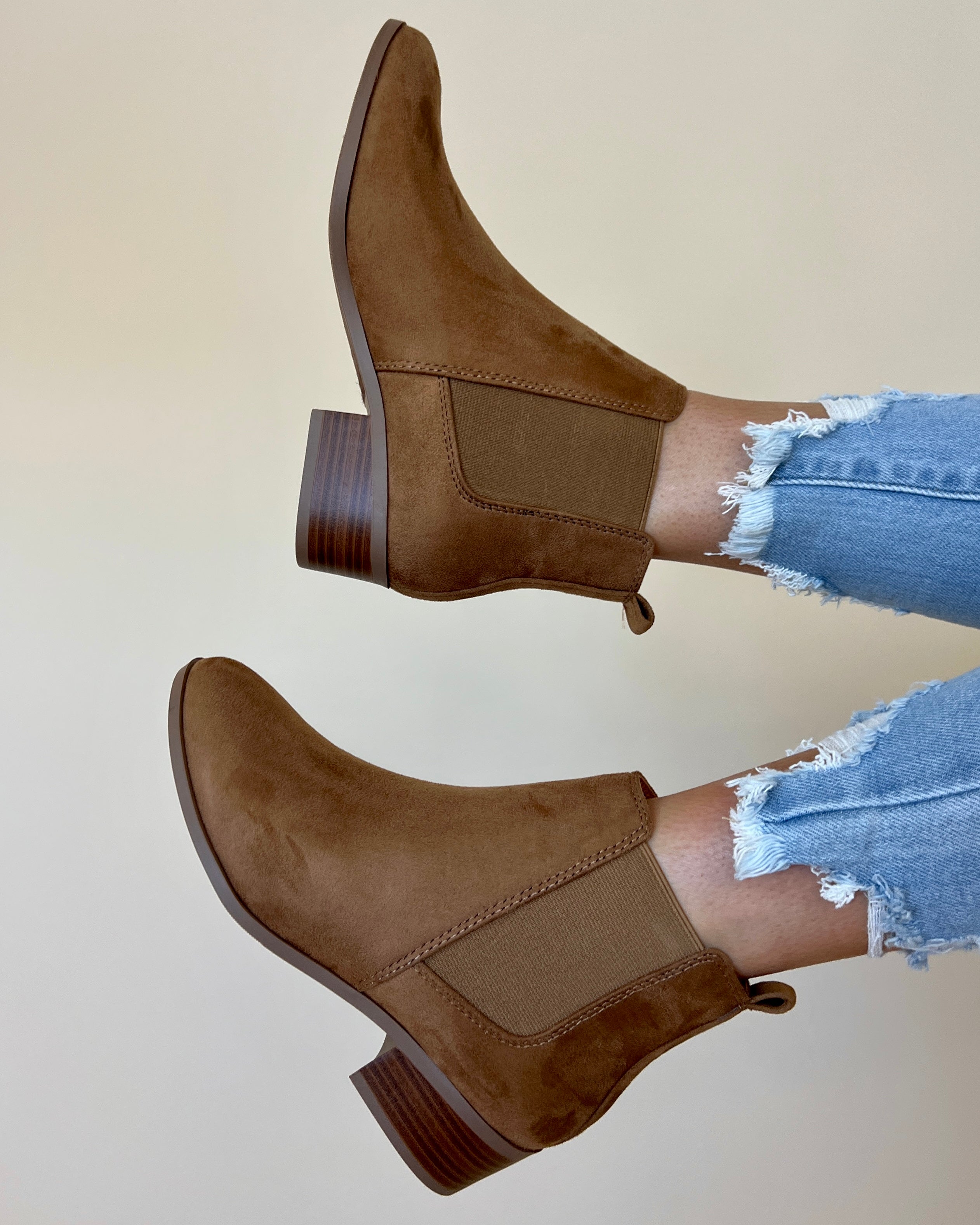 Riley Light Coffee Suede Elastic Boots-Shop-Womens-Boutique-Clothing