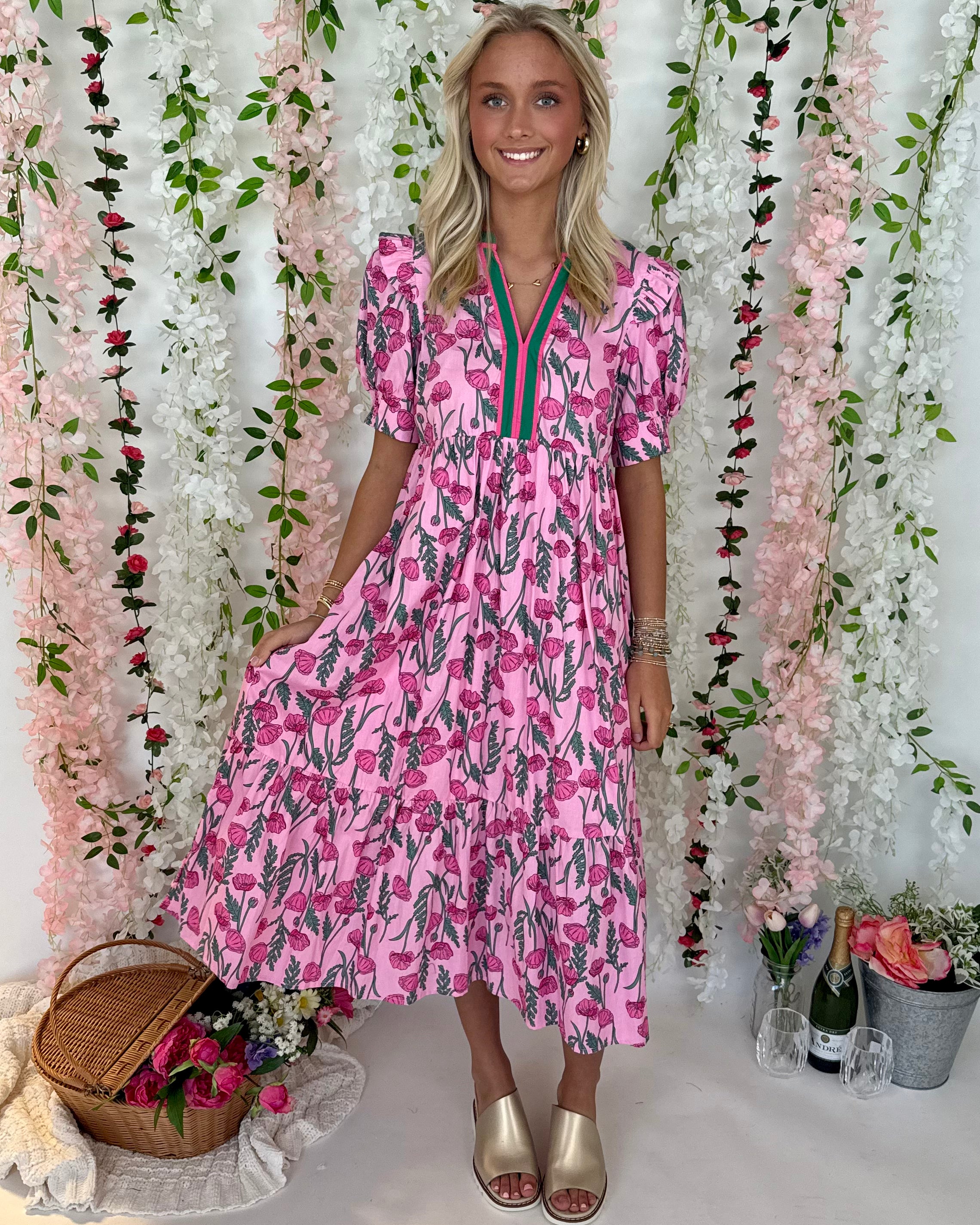 Little Meadow Pink Floral Midi-Shop-Womens-Boutique-Clothing