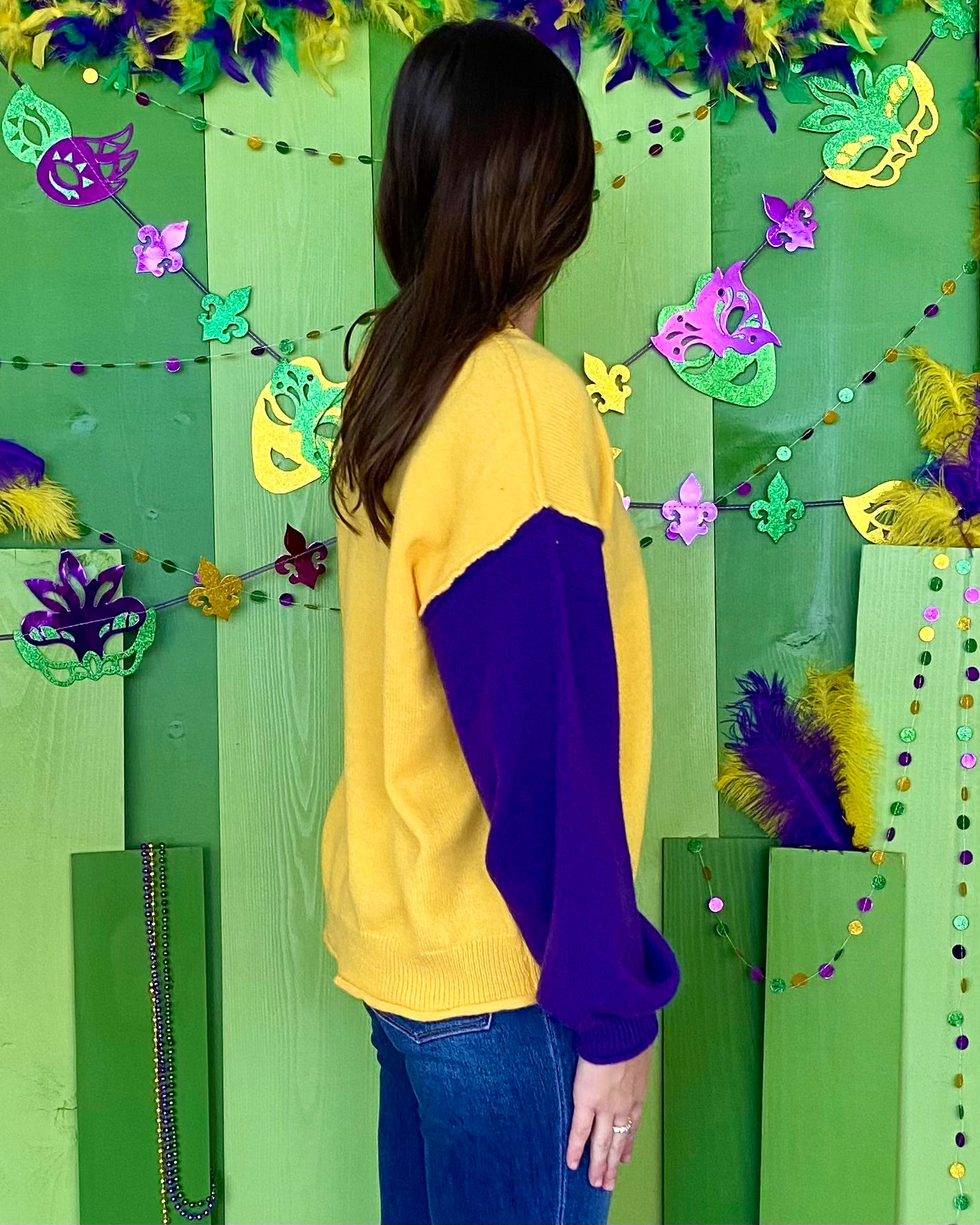 Want More Mustard/Green/Purple Colorblock Sweater-Shop-Womens-Boutique-Clothing