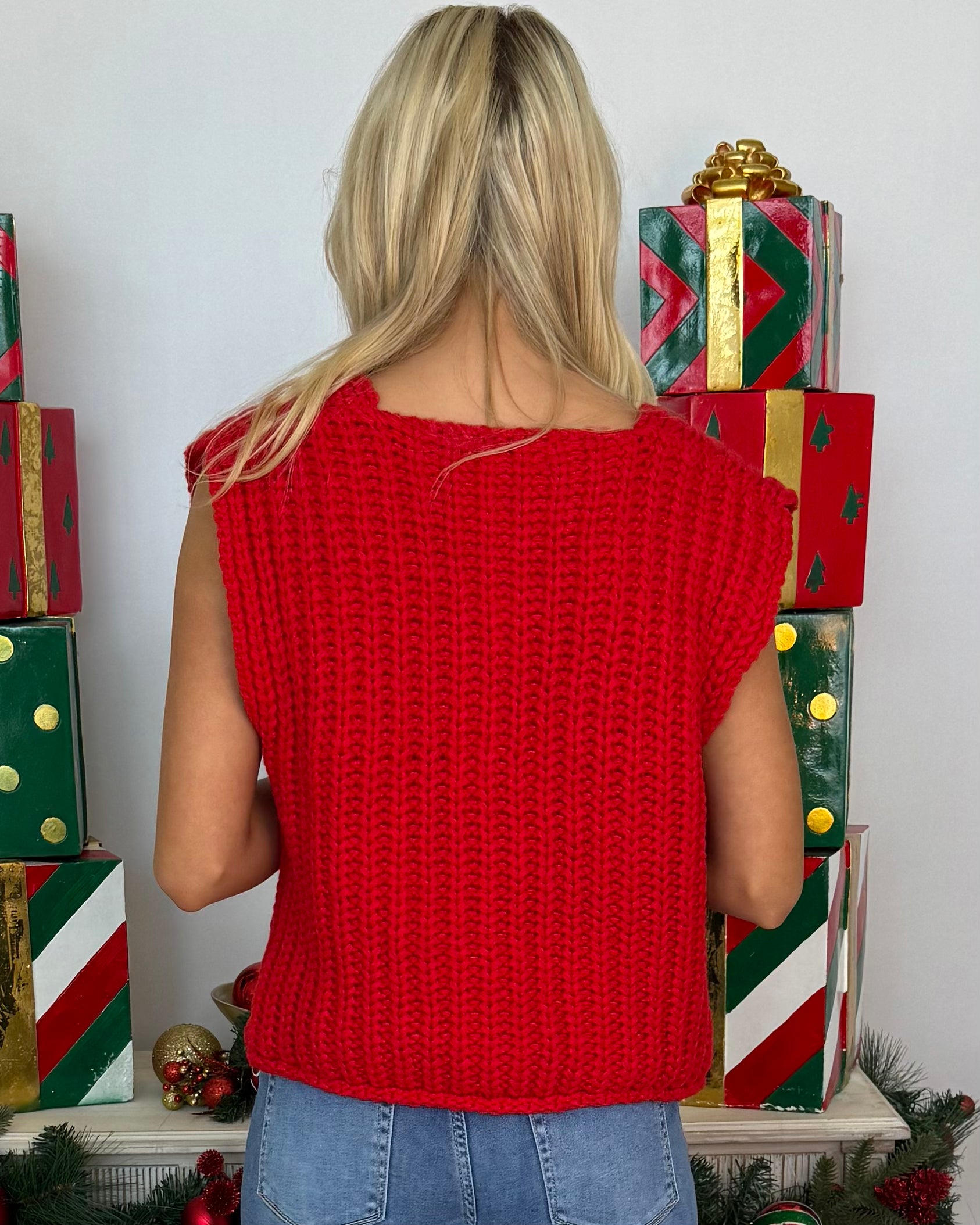 What Was It Red Chunky Button Sweater-Shop-Womens-Boutique-Clothing
