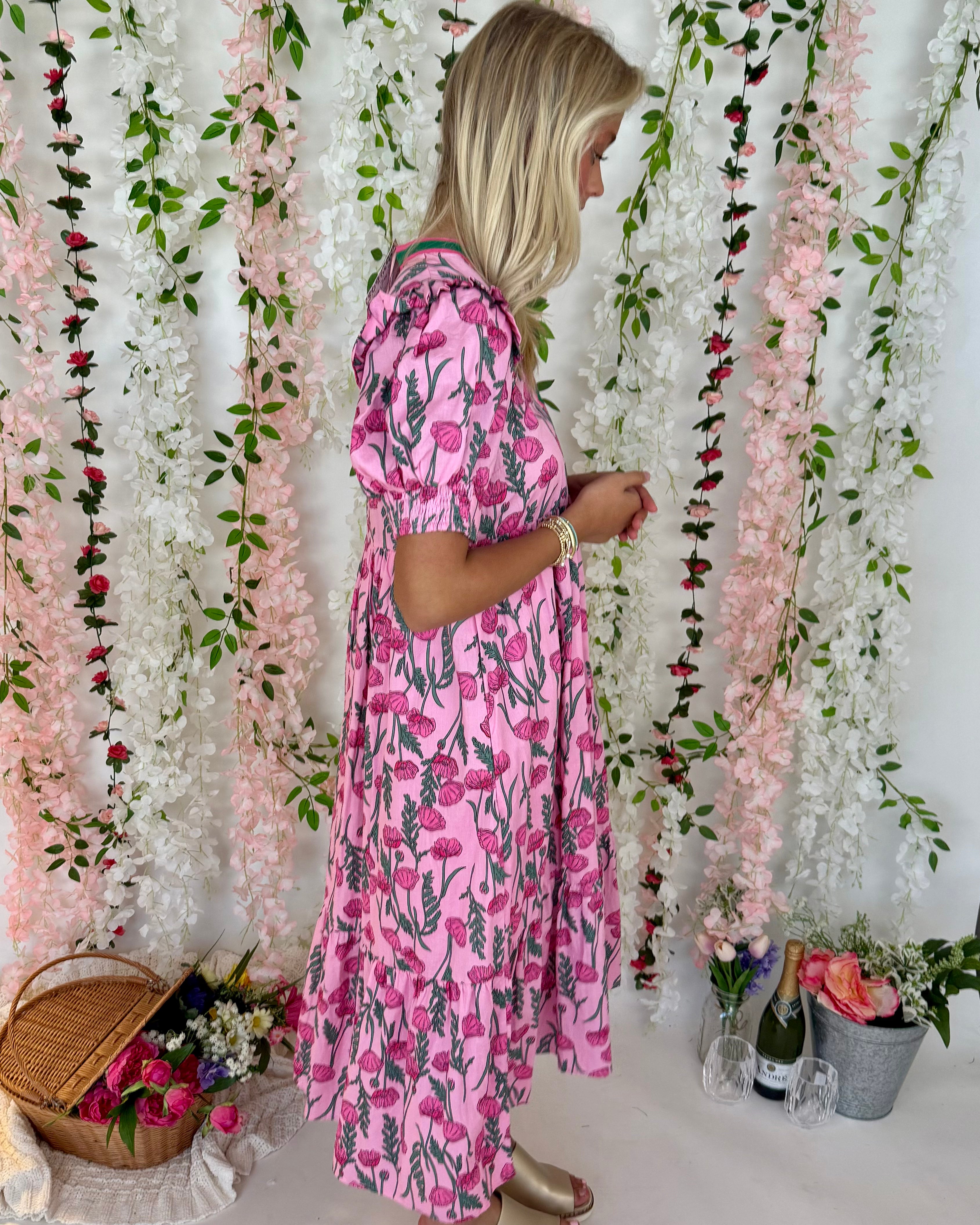 Little Meadow Pink Floral Midi-Shop-Womens-Boutique-Clothing