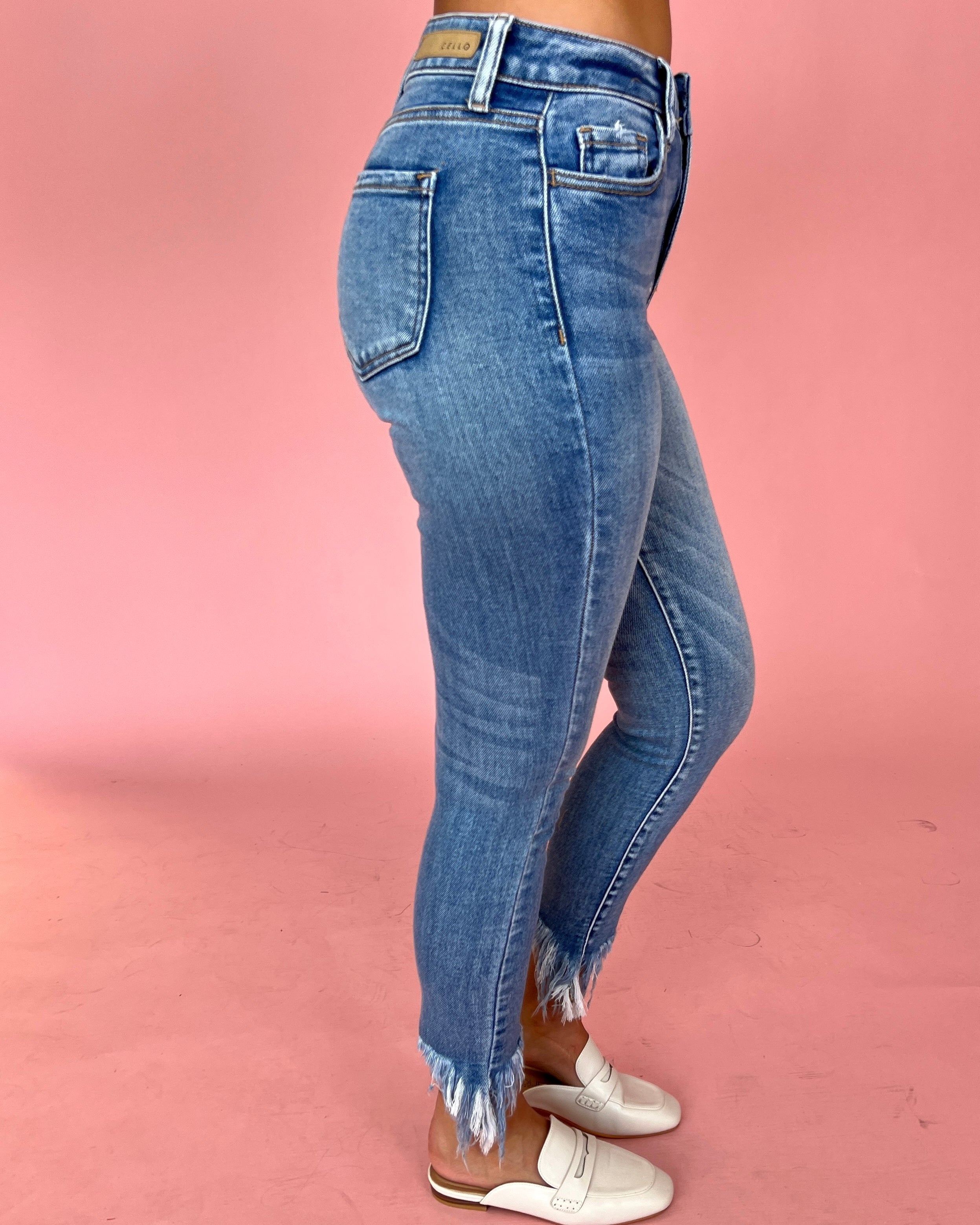 Cross My Mind Medium Denim High Rise Skinny Jeans-Shop-Womens-Boutique-Clothing