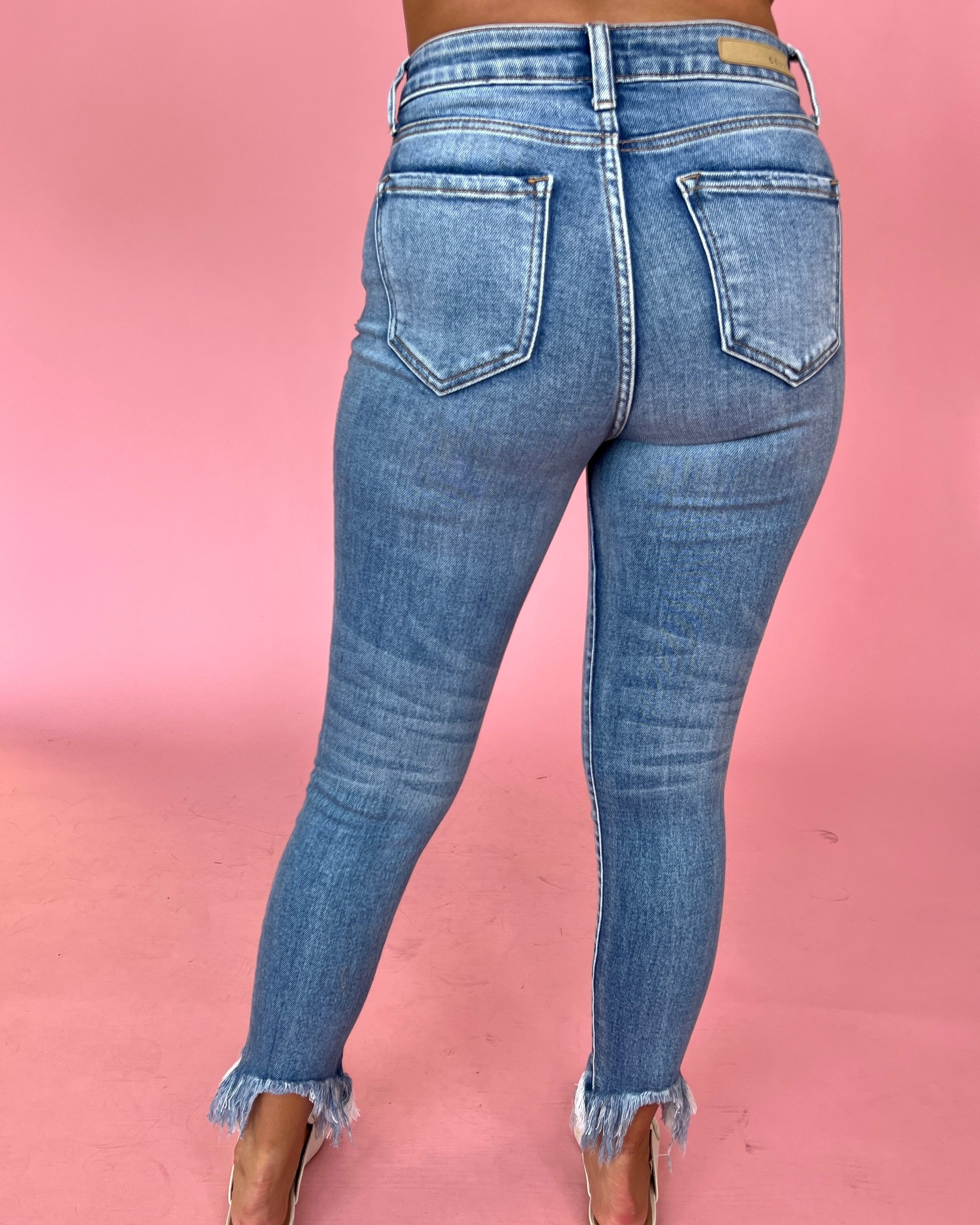 Cross My Mind Medium Denim High Rise Skinny Jeans-Shop-Womens-Boutique-Clothing