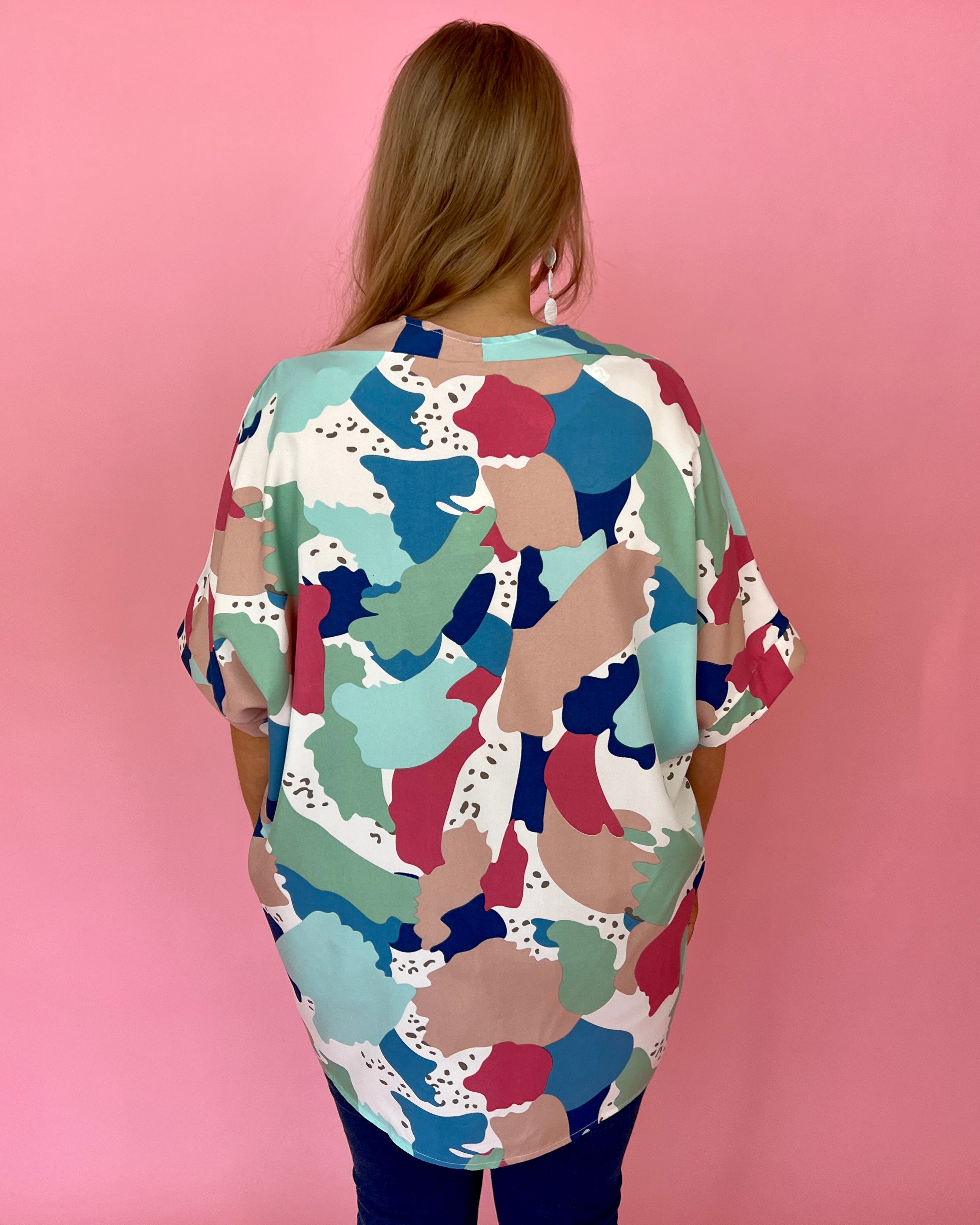 Keep Up Mint Plus Abstract Print V Neck Dolman Top-Shop-Womens-Boutique-Clothing